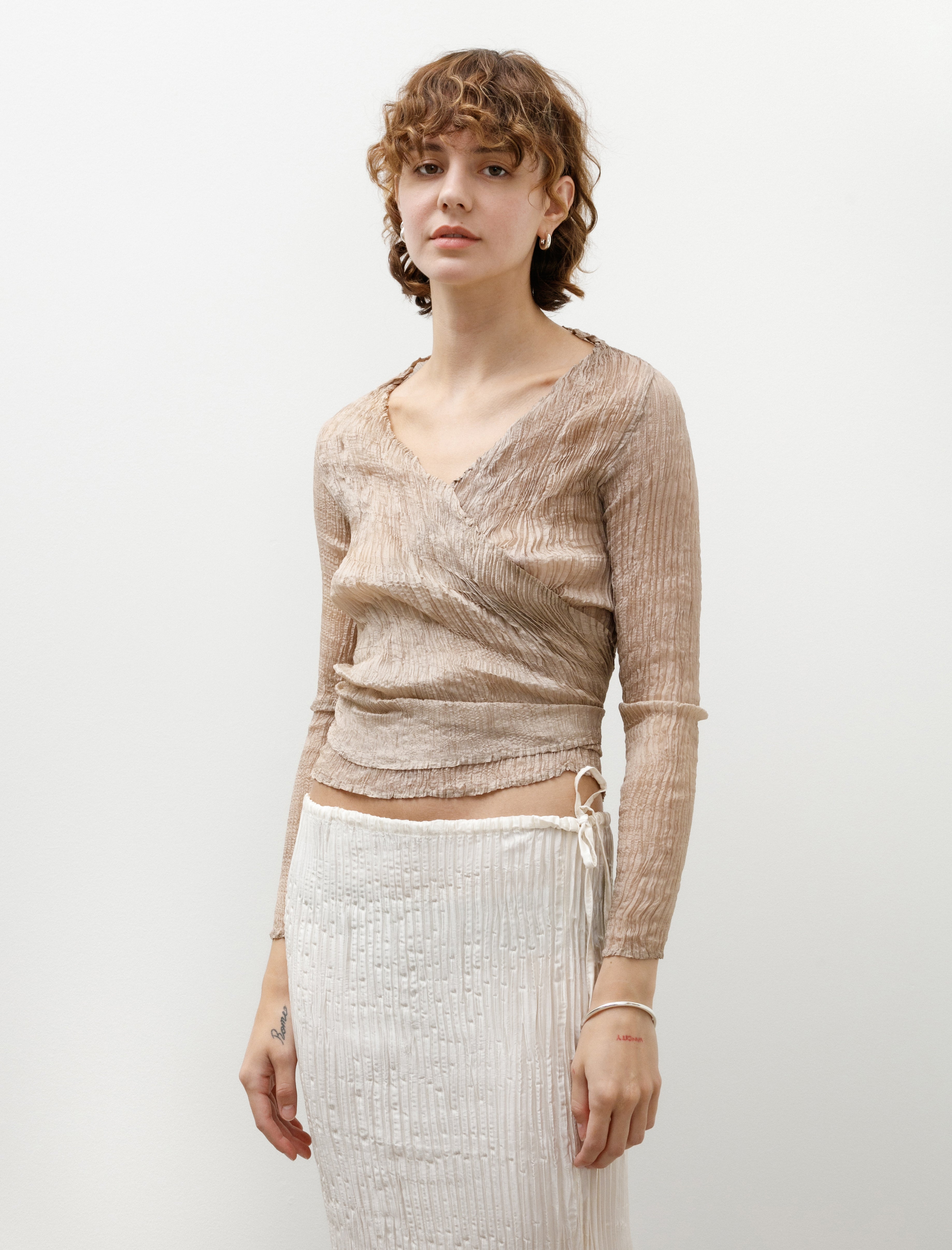 Azur Sleeve Wrap Top Stone