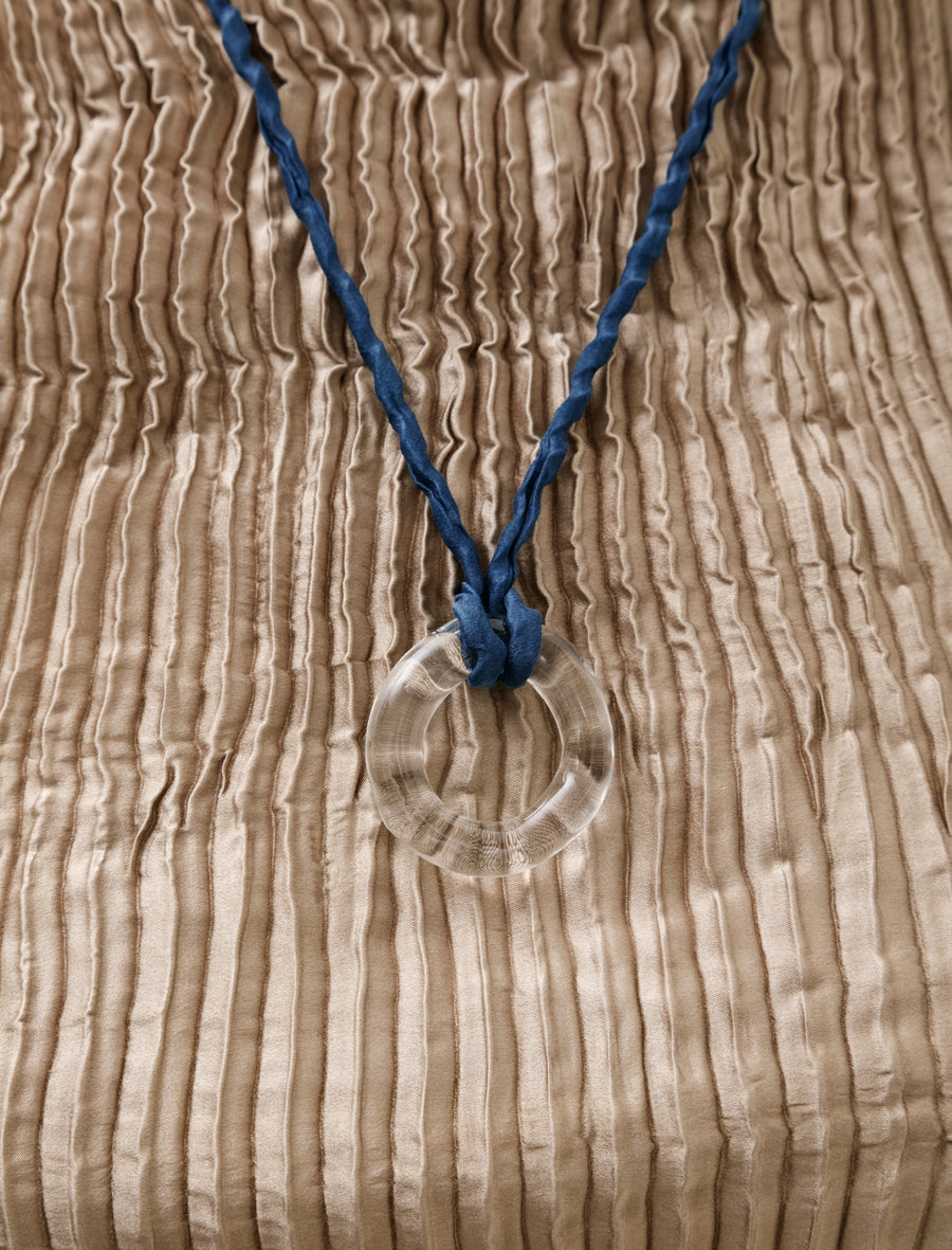 Handblown Glass Necklace Small Dark Indigo - Image 3