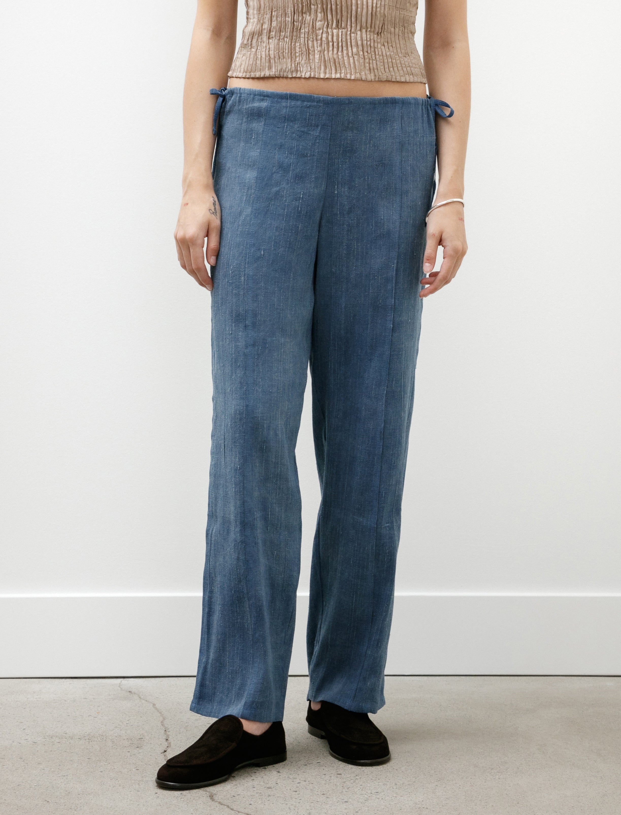 Azur Raw Silk Adjustable Pants Indigo
