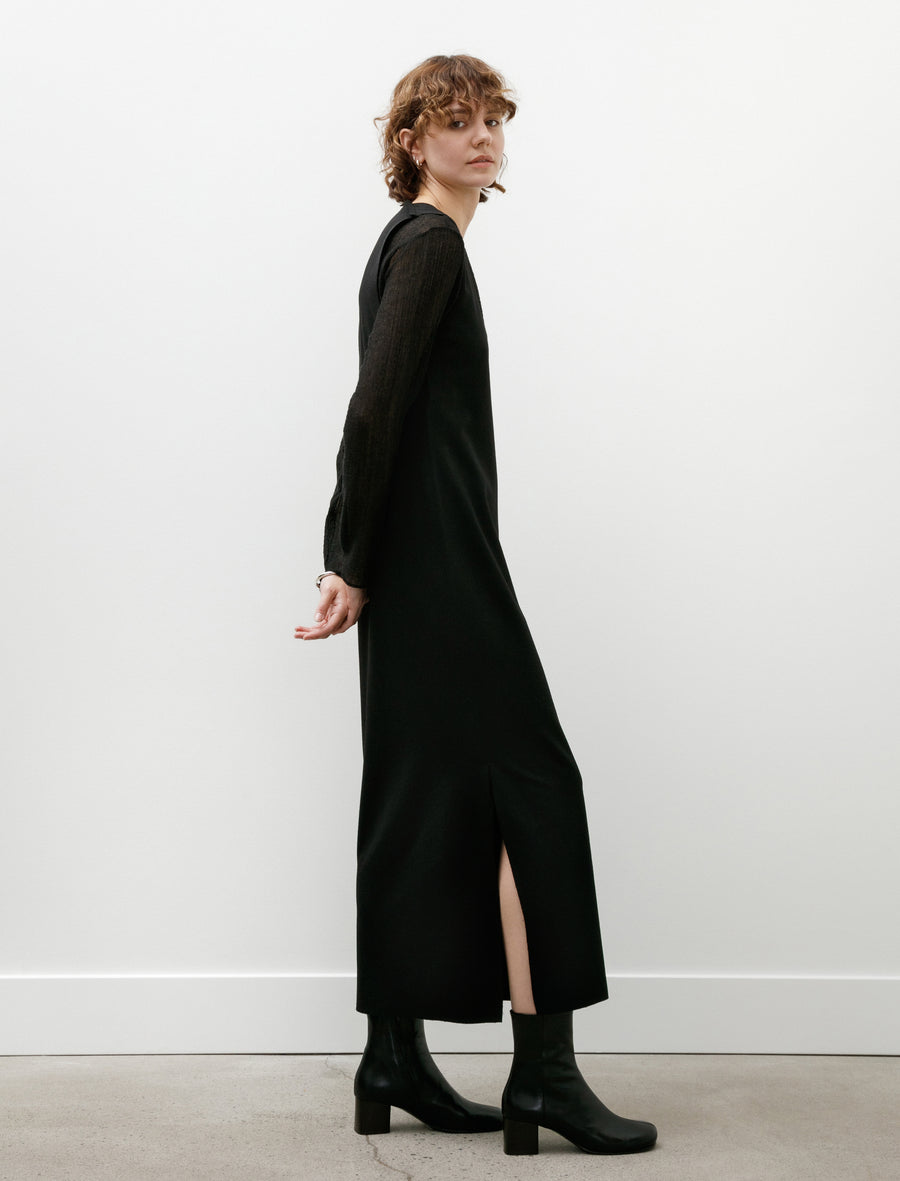 No. 61 Heavy Wool V-Neck Dress Black