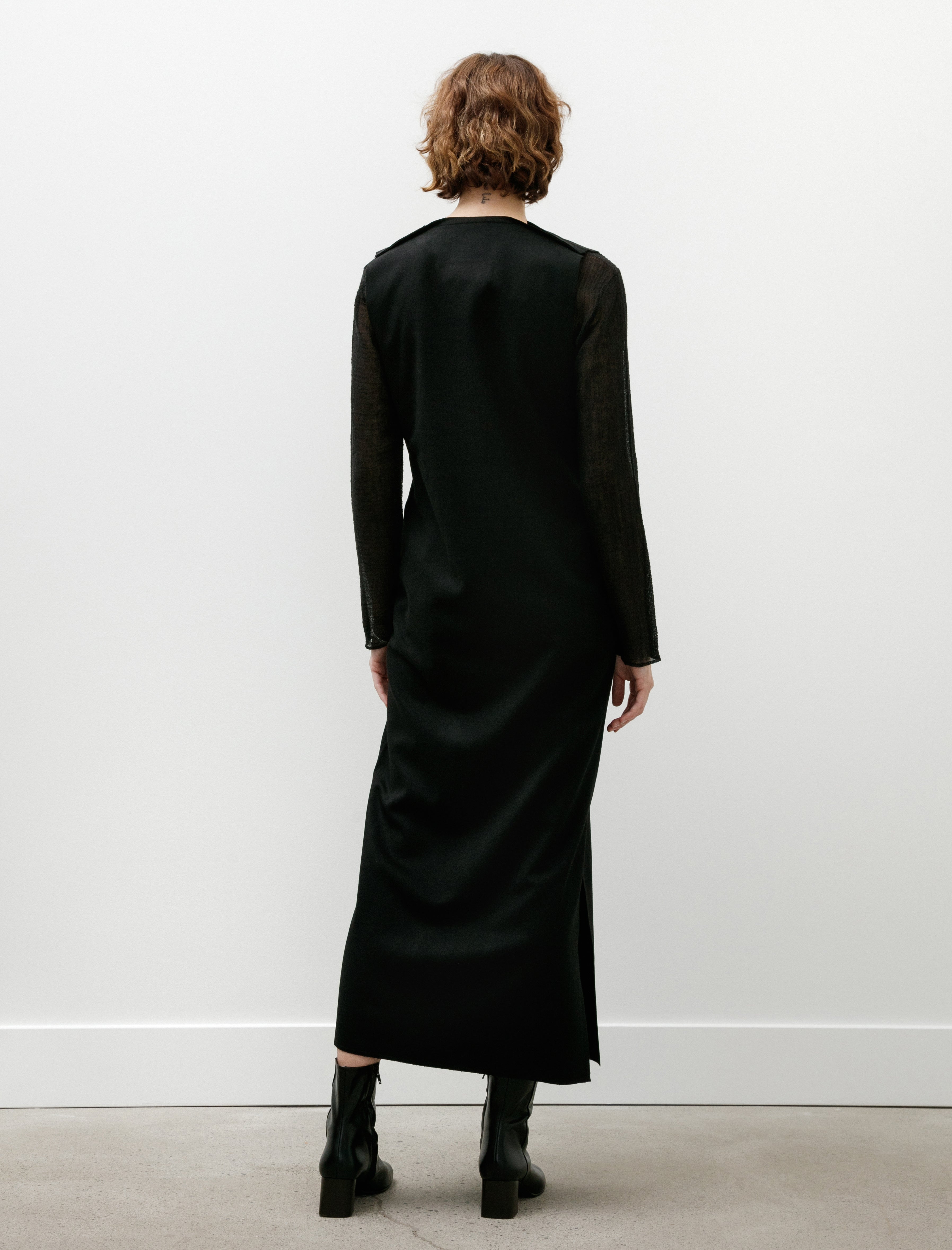 Gabriela Coll Garments No. 61 Heavy Wool V-Neck Dress Black