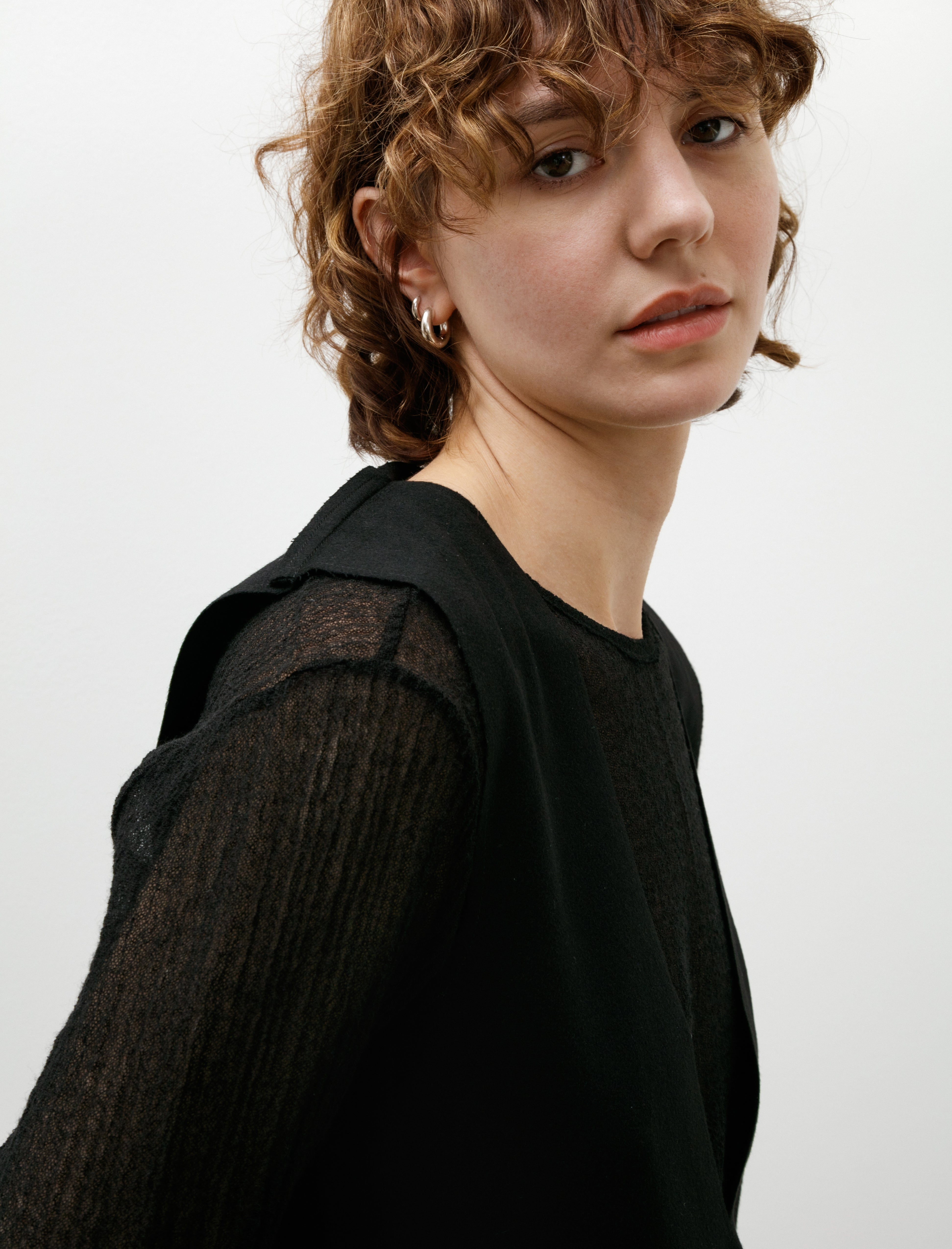 Gabriela Coll Garments No. 61 Heavy Wool V-Neck Dress Black