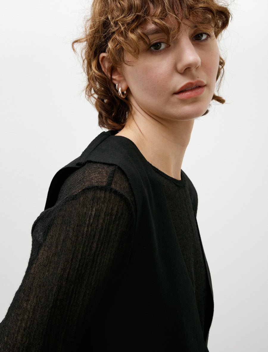 No. 61 Heavy Wool V-Neck Dress Black - Image 4