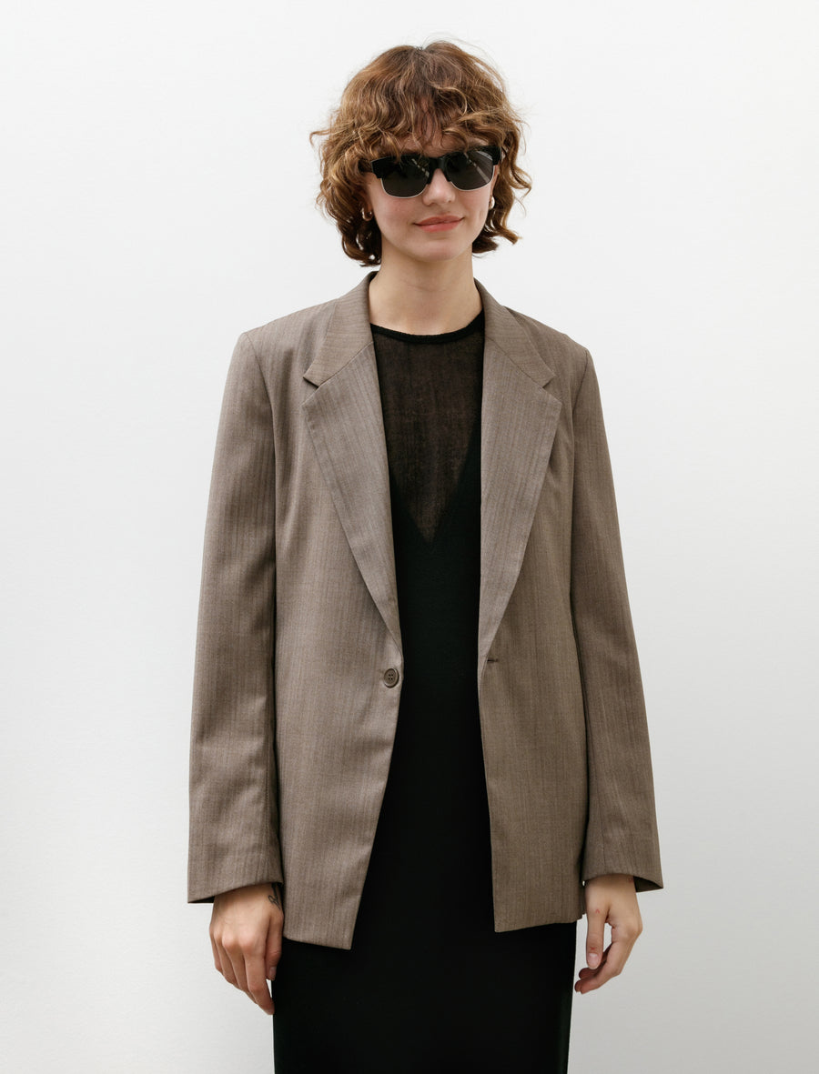 No. 206 Fine Wool Jacket Brown Herringbone - Image 1