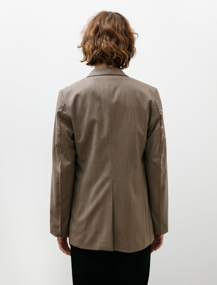No. 206 Fine Wool Jacket Brown Herringbone - Image 4