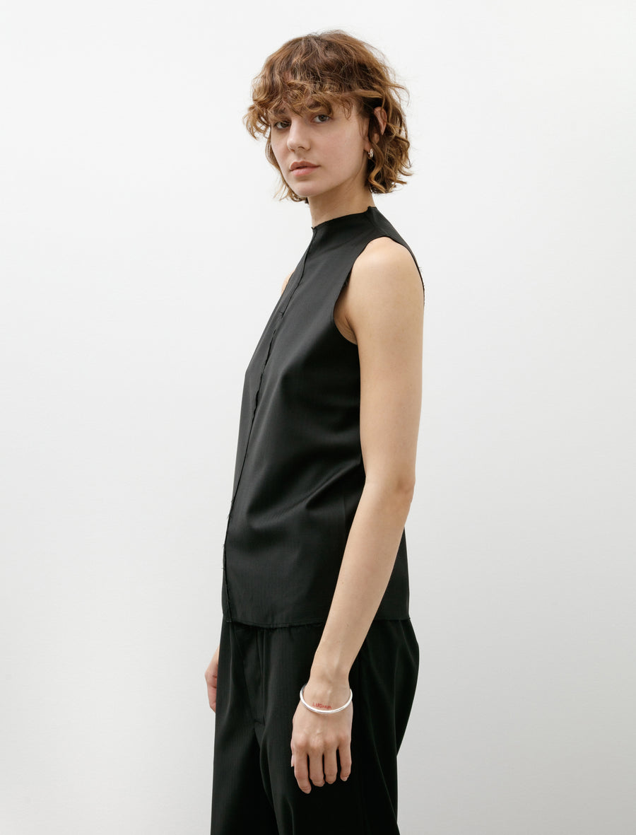 No. 322 Fine Wool Center Seams Top Black Herringbone - Image 3