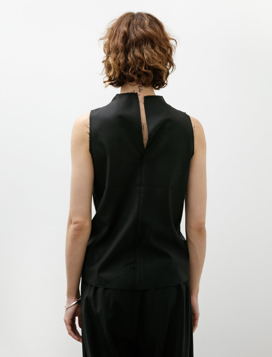 No. 322 Fine Wool Center Seams Top Black Herringbone - Image 5