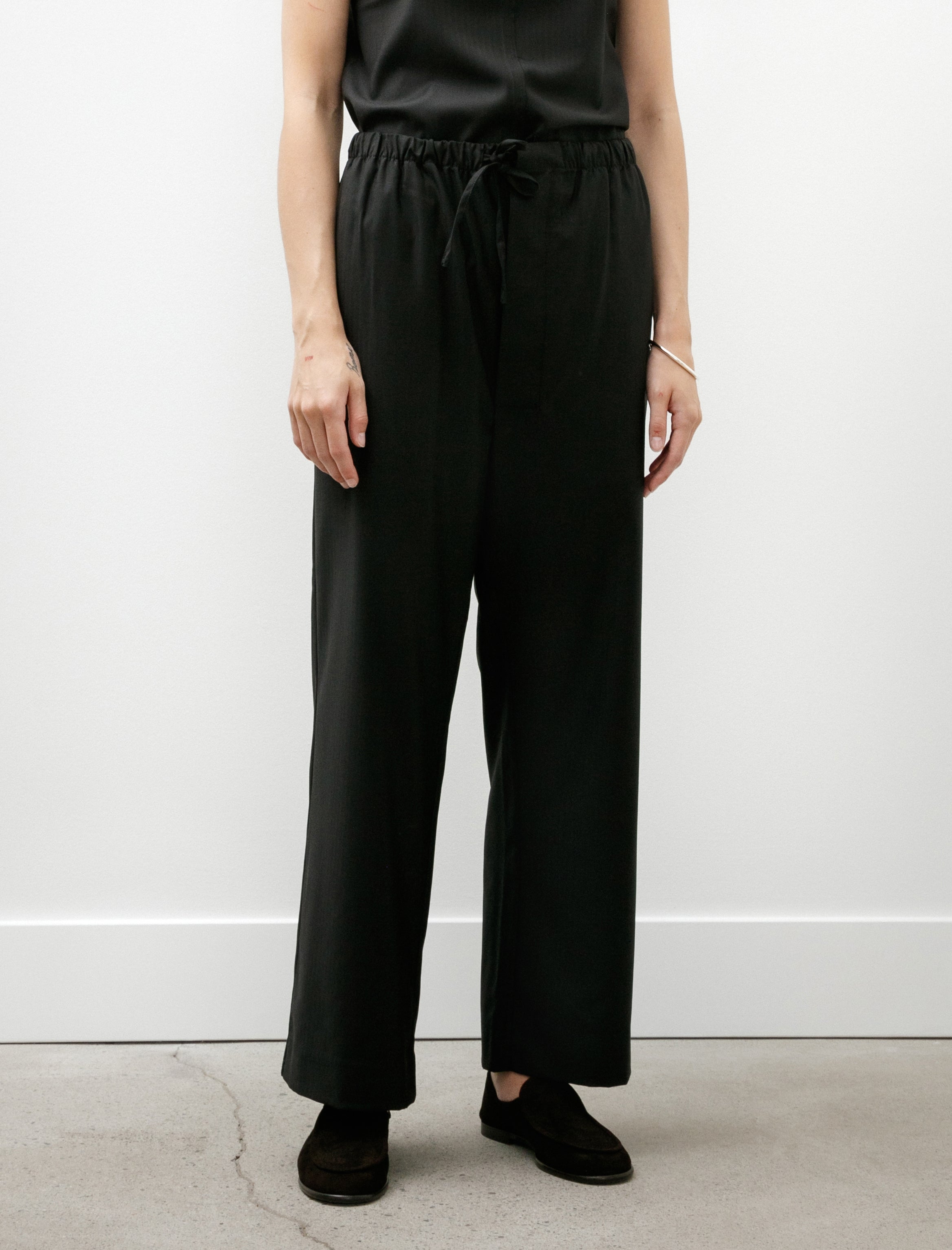 Gabriela Coll Garments No. 288 Fine Wool Drawstring Trousers Black Herringbone