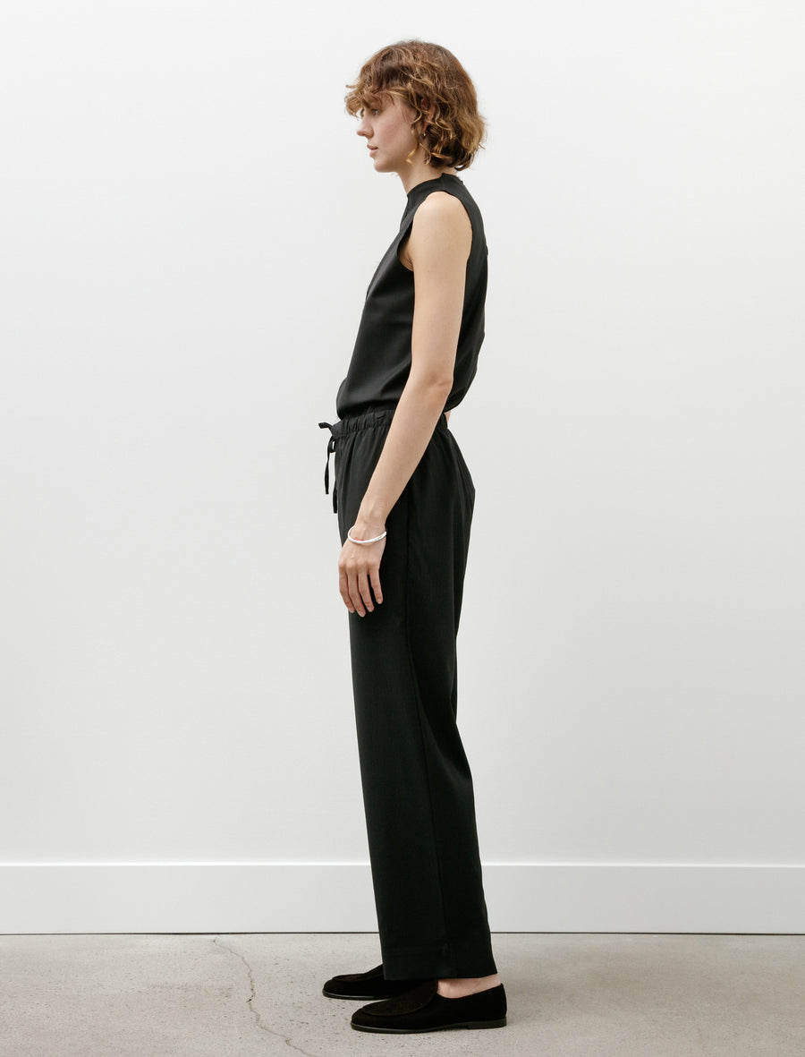 No. 288 Fine Wool Drawstring Trousers Black Herringbone - Image 3