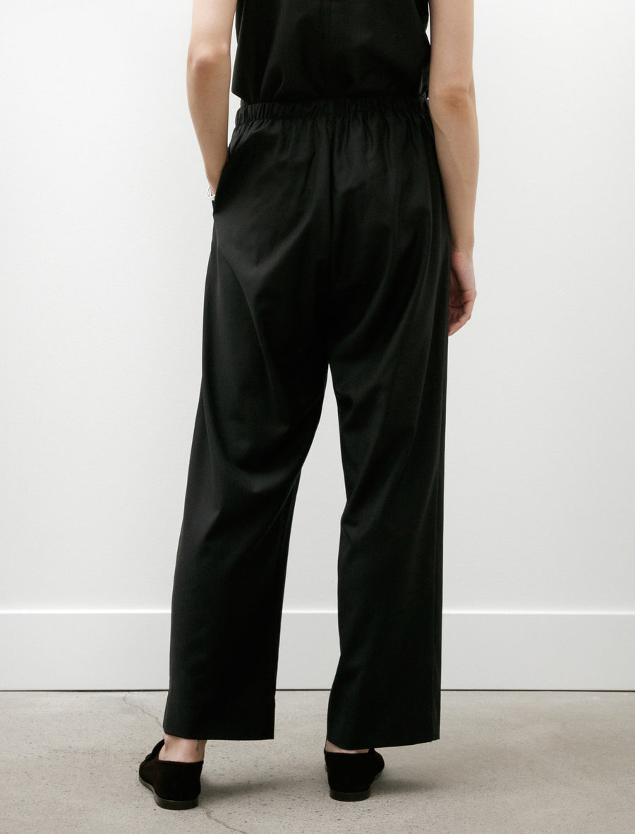No. 288 Fine Wool Drawstring Trousers Black Herringbone - Image 5