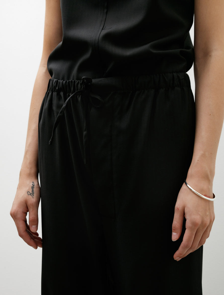 No. 288 Fine Wool Drawstring Trousers Black Herringbone - Image 7