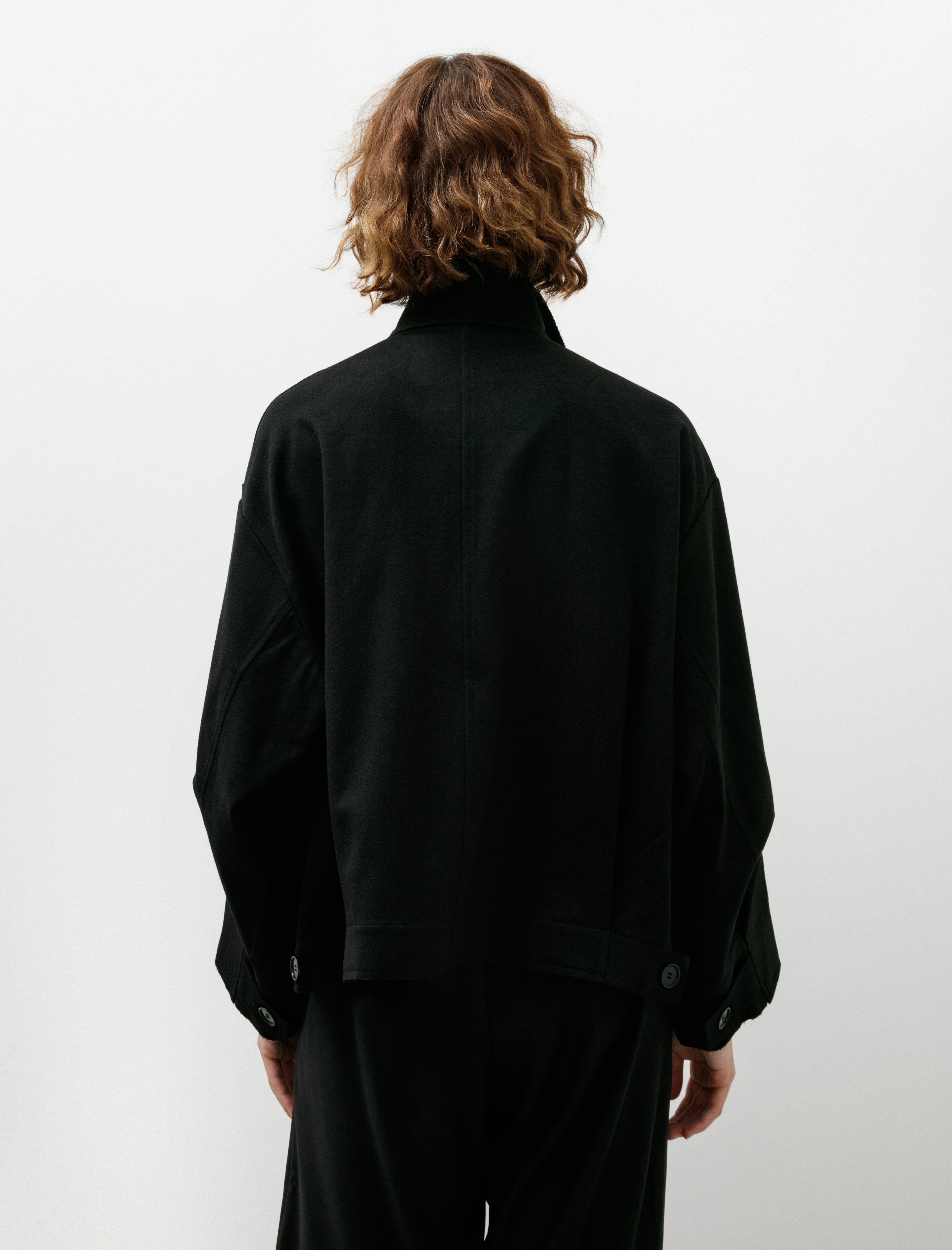 Gabriela Coll Garments No. 286 Heavy Wool Cropped Oversized Jacket Black