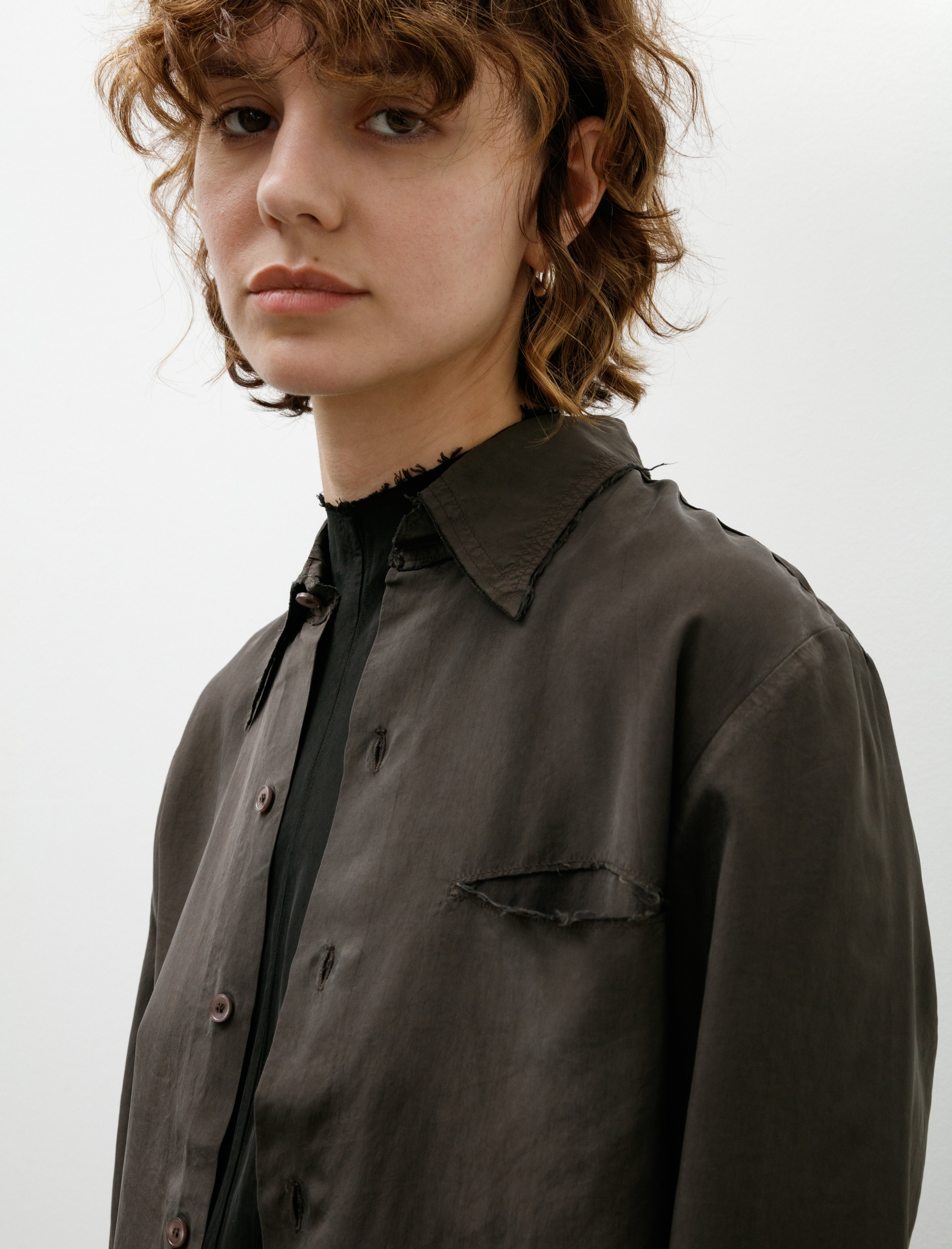 Gabriela Coll Garments No. 157 Double Cupro Pocket Shirt Brown