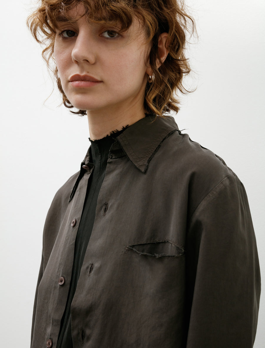 No. 157 Double Cupro Pocket Shirt Brown - Image 9