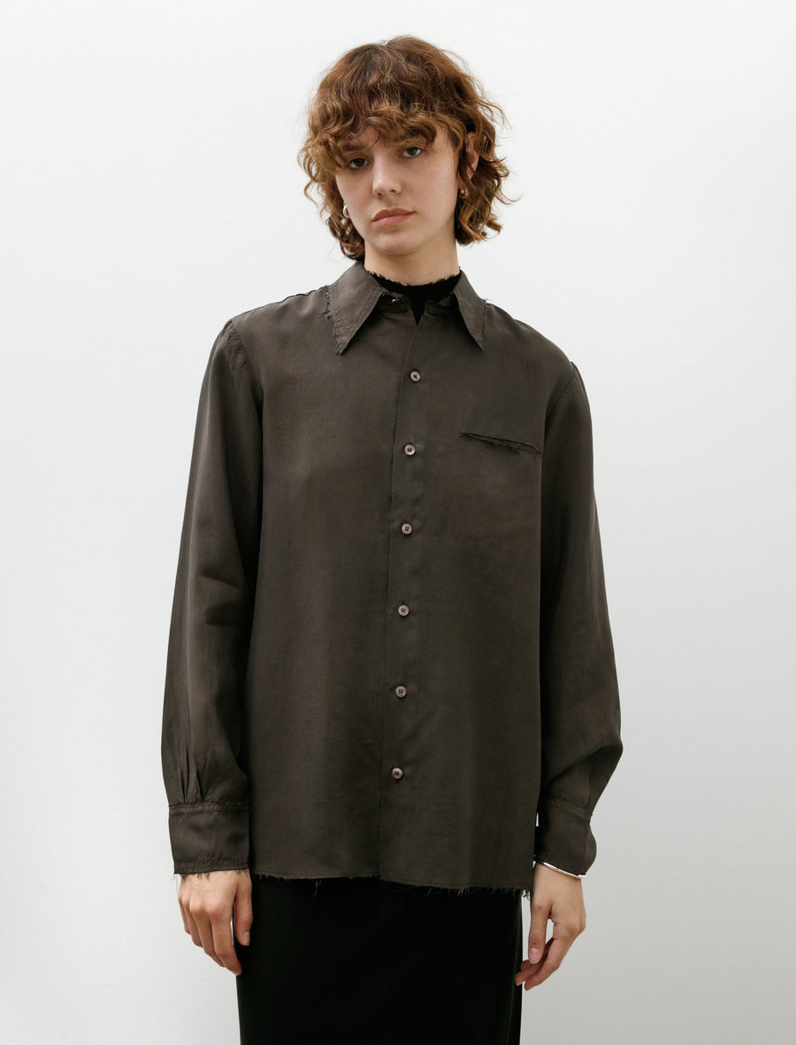 No. 157 Double Cupro Pocket Shirt Brown - Image 3