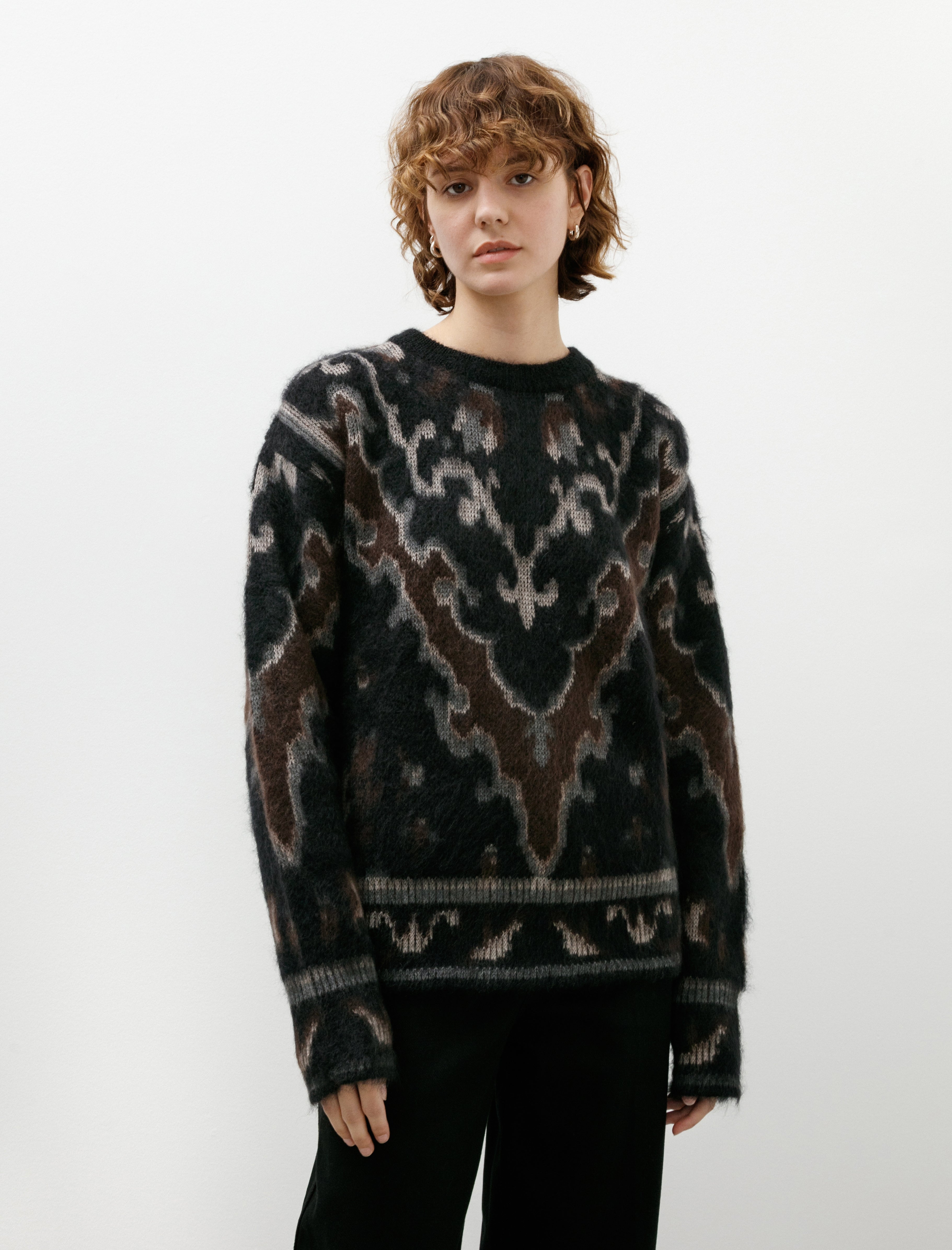 Cristaseya Cashmere Oversized Carpet Sweater Black/Brown