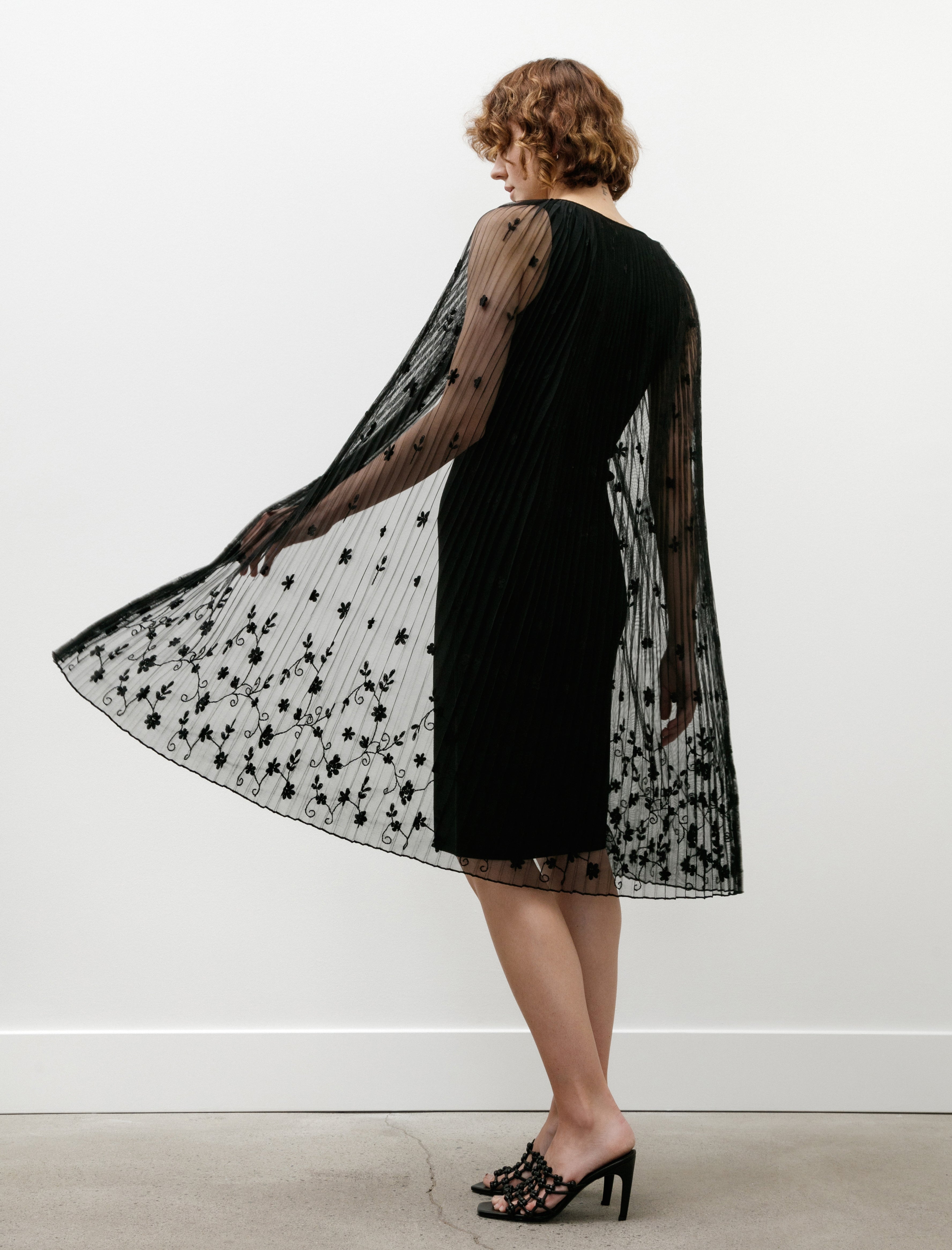 Totême Floral Tulle Cape Black