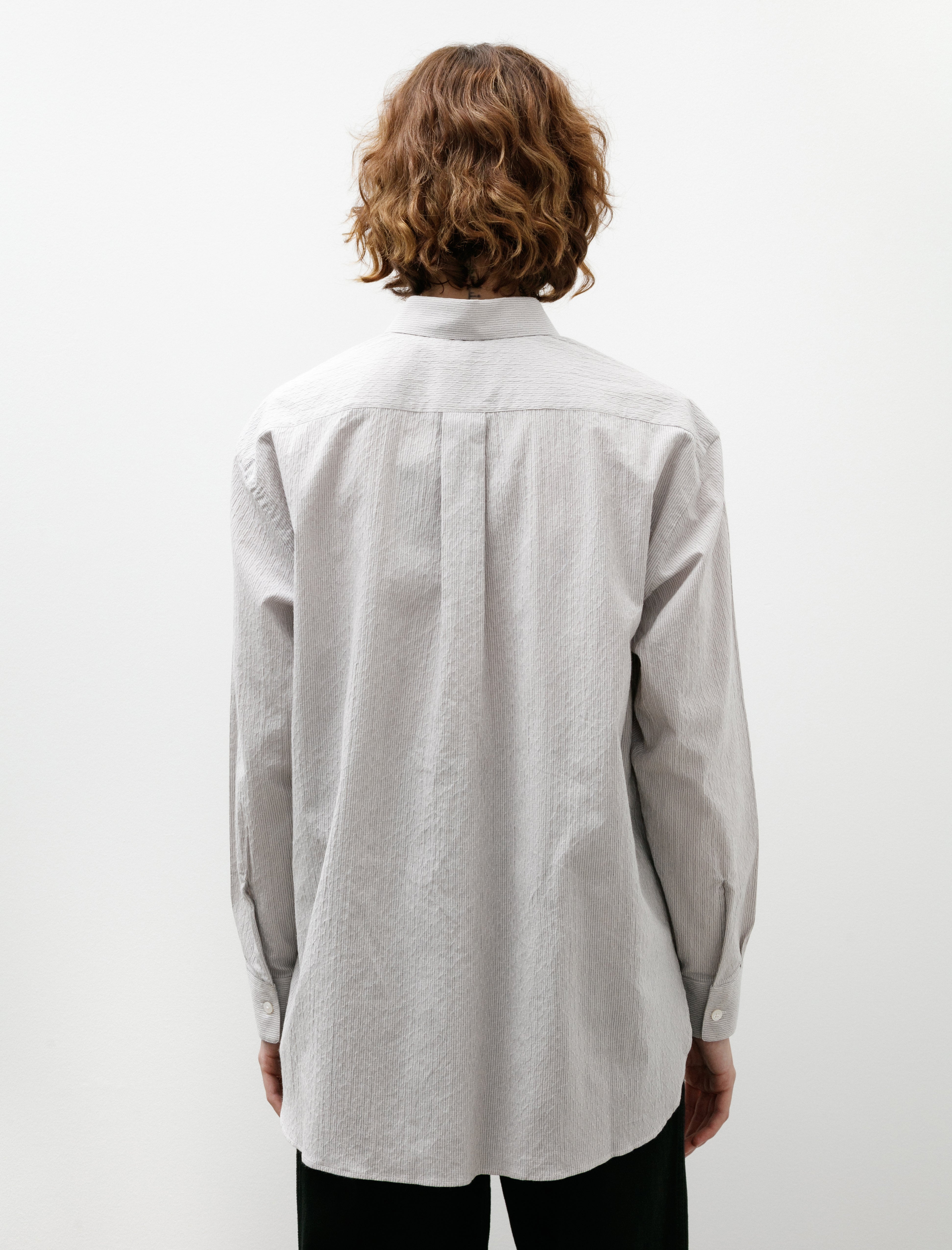 Cristaseya Handmade Classic Collar Shirt Cream with Blue Checks