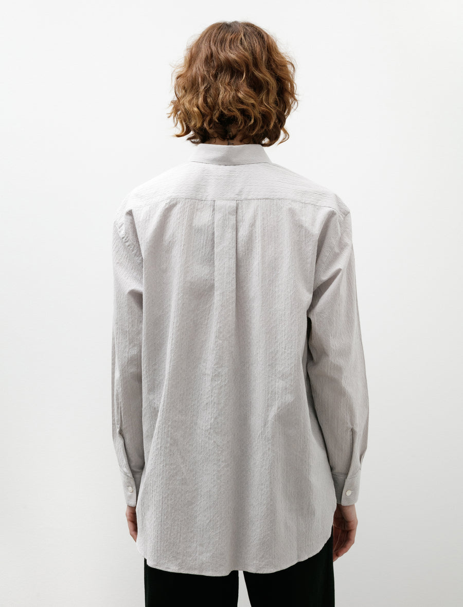 Handmade Classic Collar Shirt Cream with Blue Checks - Image 4