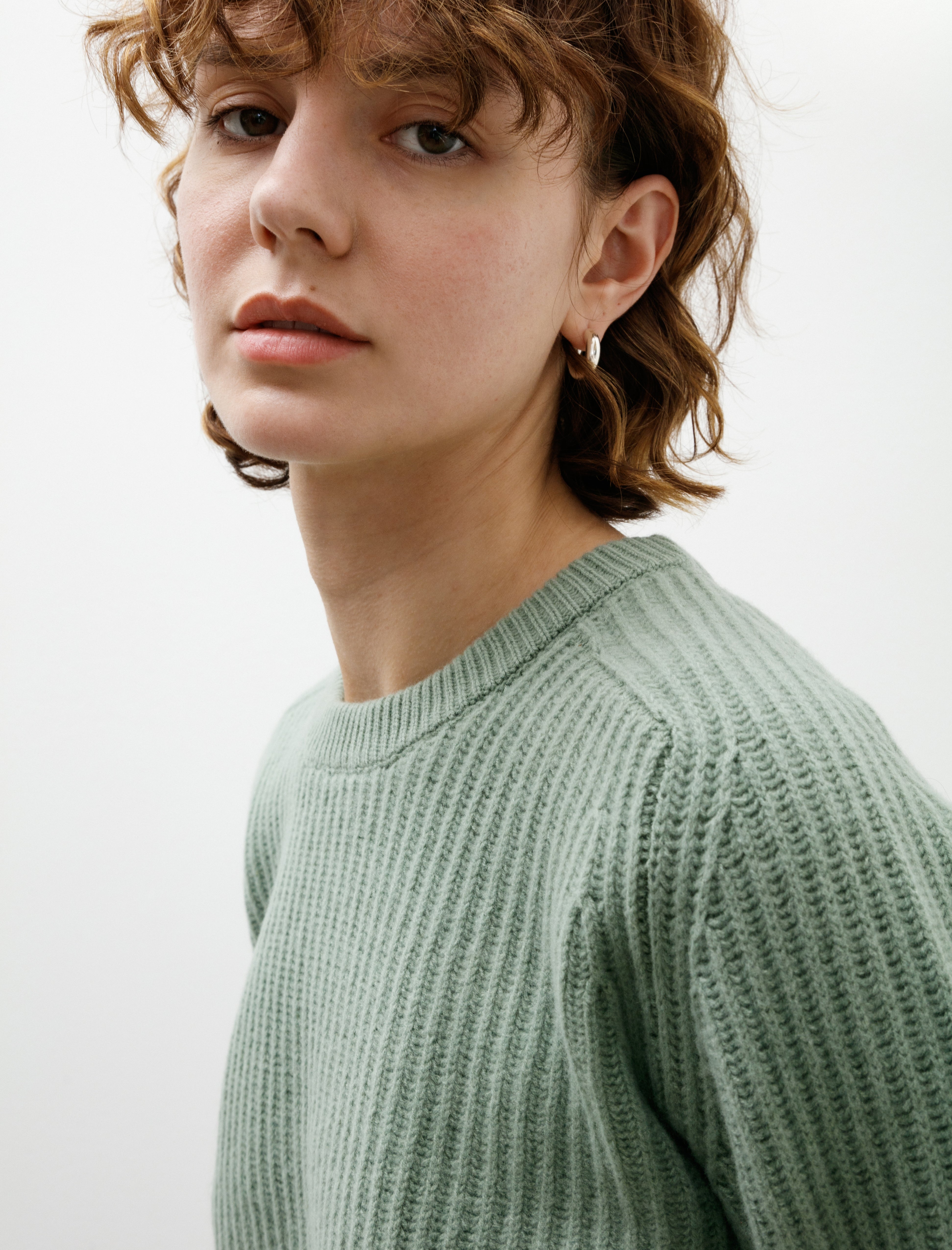 Cristaseya Cashmere and Wool Maxi Ribbed Raglan Sweater Sauge