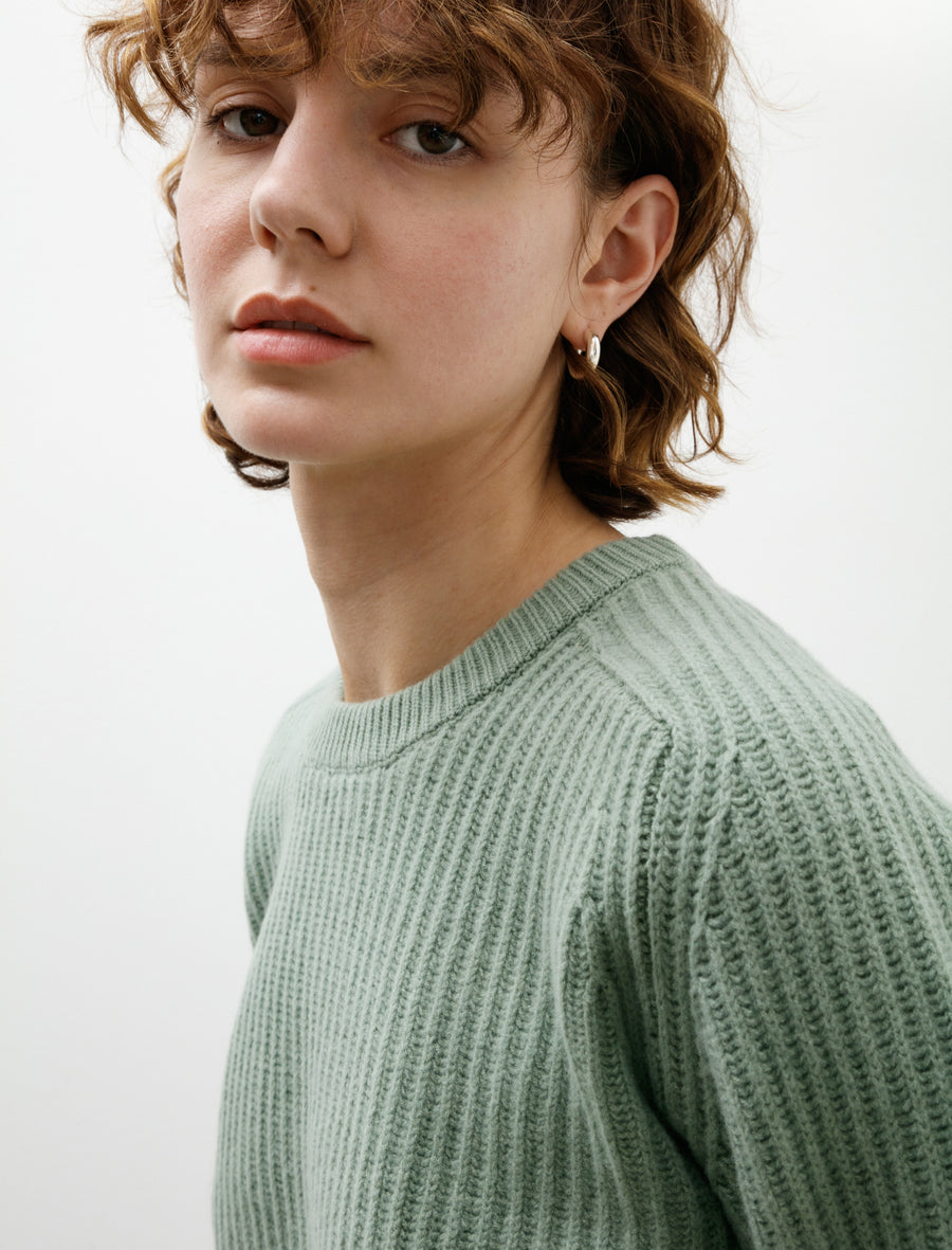 Cashmere and Wool Maxi Ribbed Raglan Sweater Sauge - Image 2