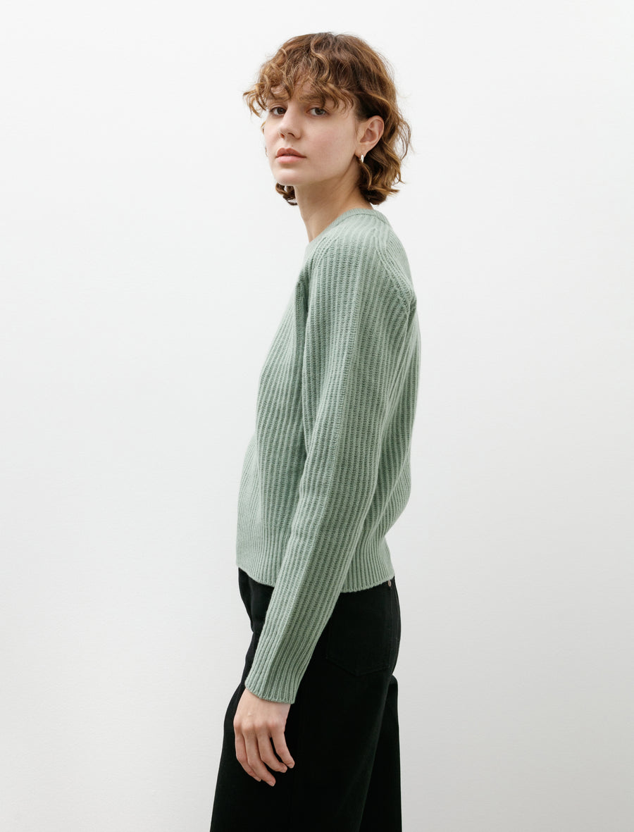 Cashmere and Wool Maxi Ribbed Raglan Sweater Sauge - Image 3