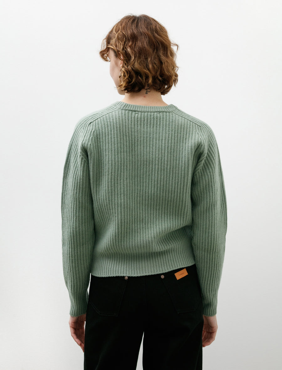 Cashmere and Wool Maxi Ribbed Raglan Sweater Sauge - Image 4