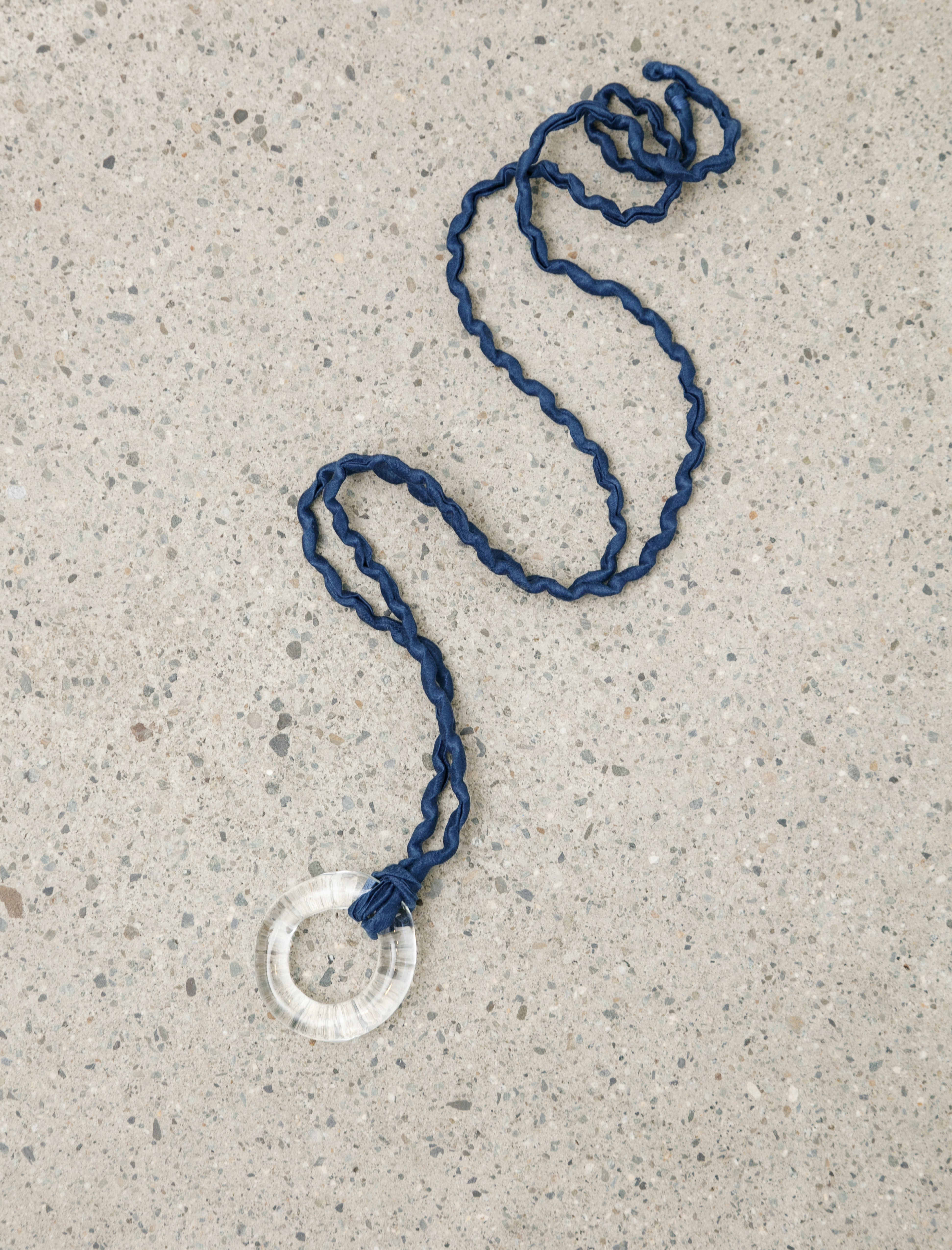 Handblown Glass Necklace Small Dark Indigo