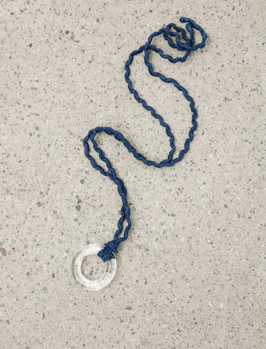 Handblown Glass Necklace Small Dark Indigo - Image 1