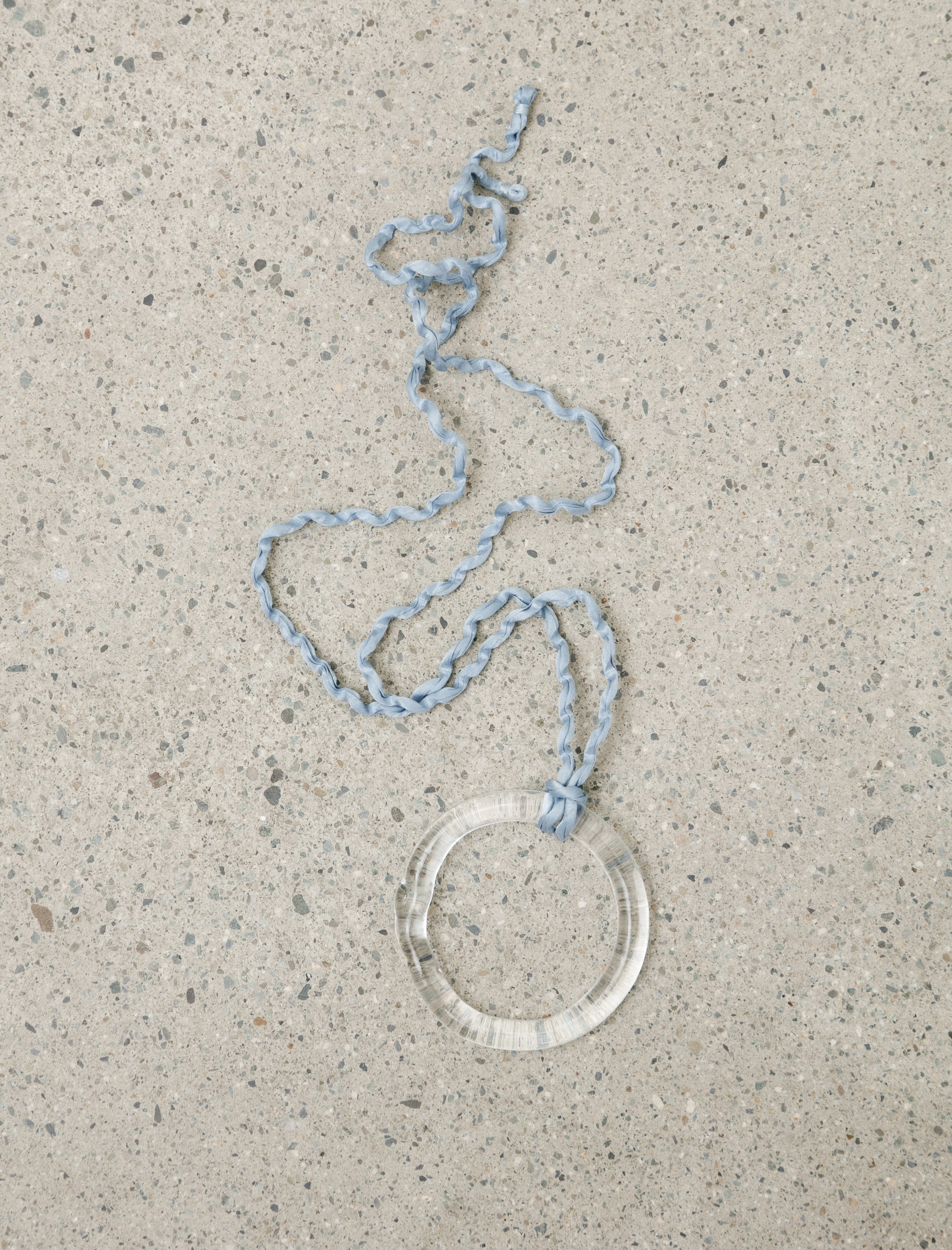 Handblown Glass Necklace Large Light Indigo