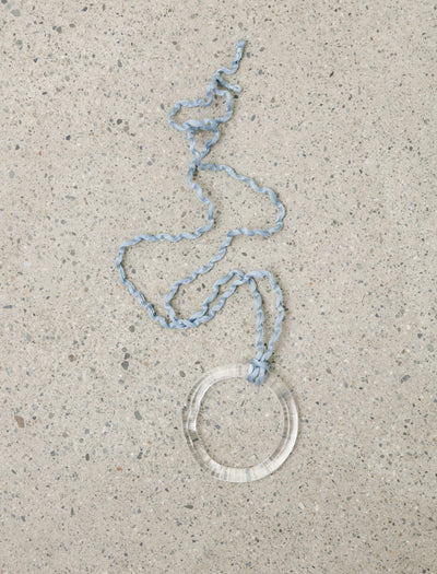 Handblown Glass Necklace Large Light Indigo