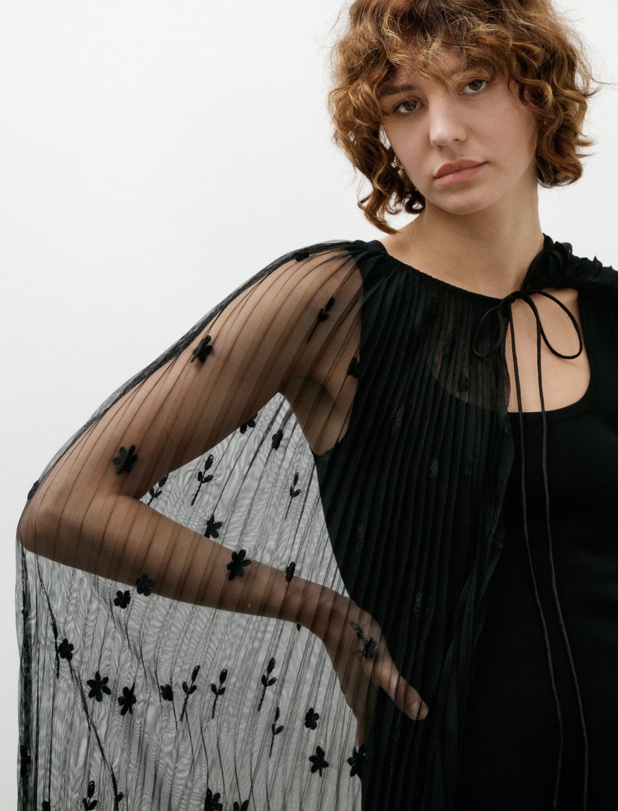 Floral Tulle Cape Black - Image 4