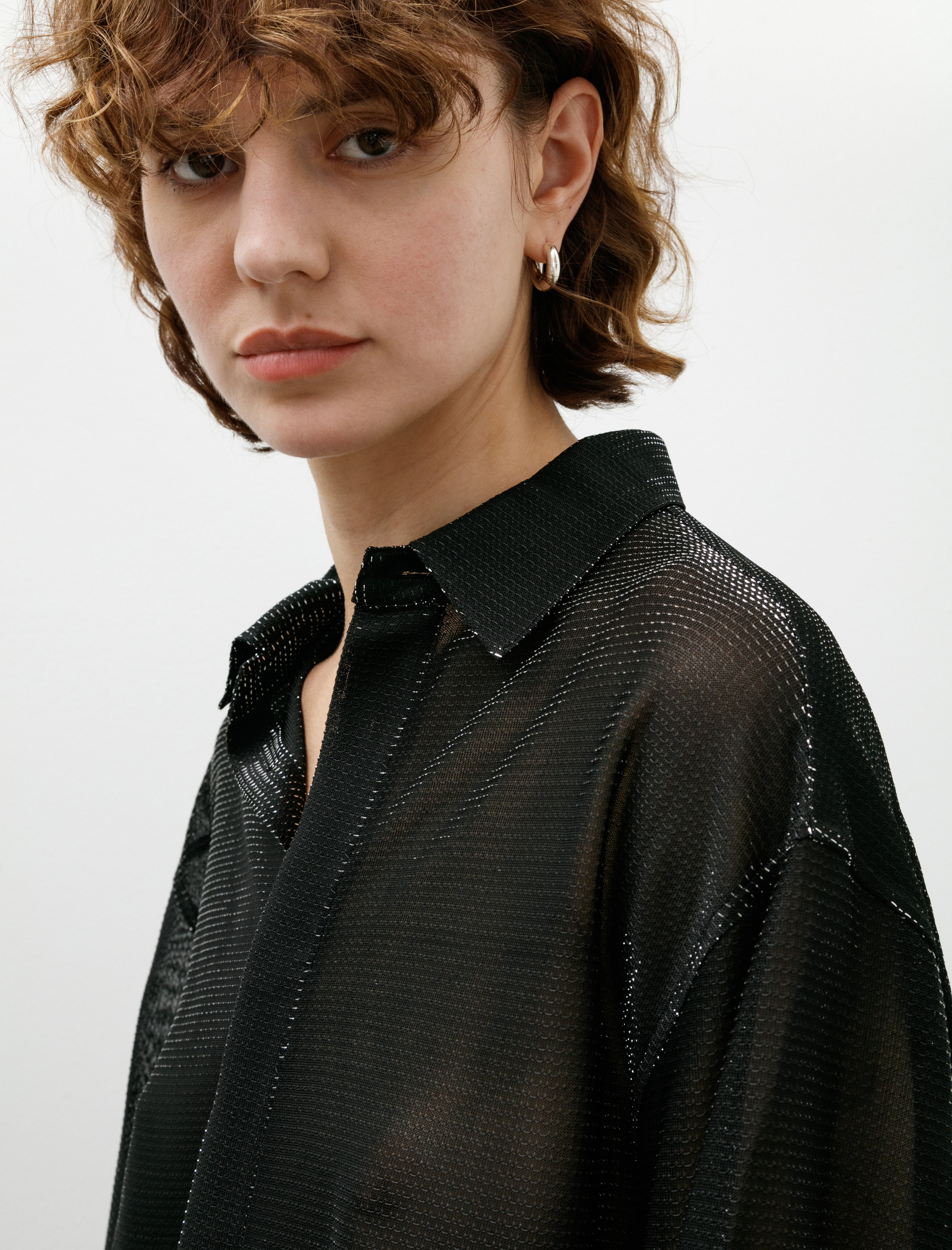 Kanako Sakai Metallic Jersey Shirt Black