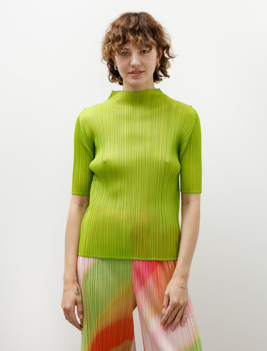 Lucid Pleats Mockneck Yellow Green - Image 1
