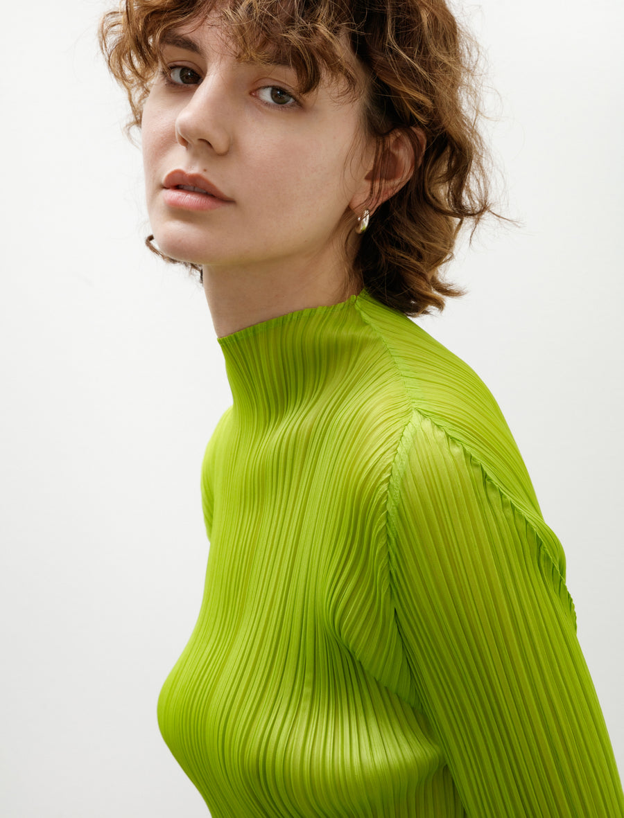 Lucid Pleats Mockneck Yellow Green - Image 2