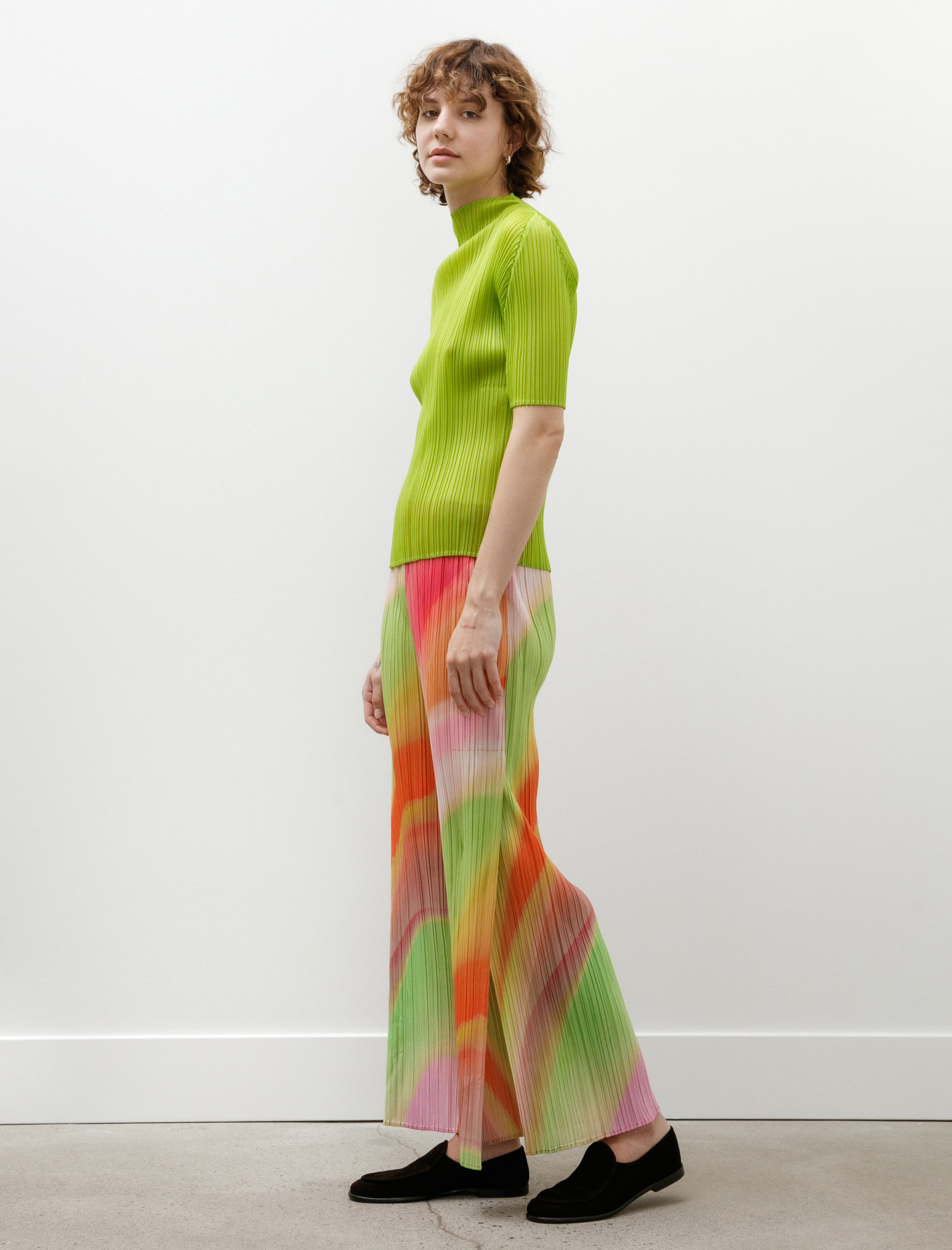 Pleats Please by Issey Miyake Groove Wide Leg Pants Bright Pink