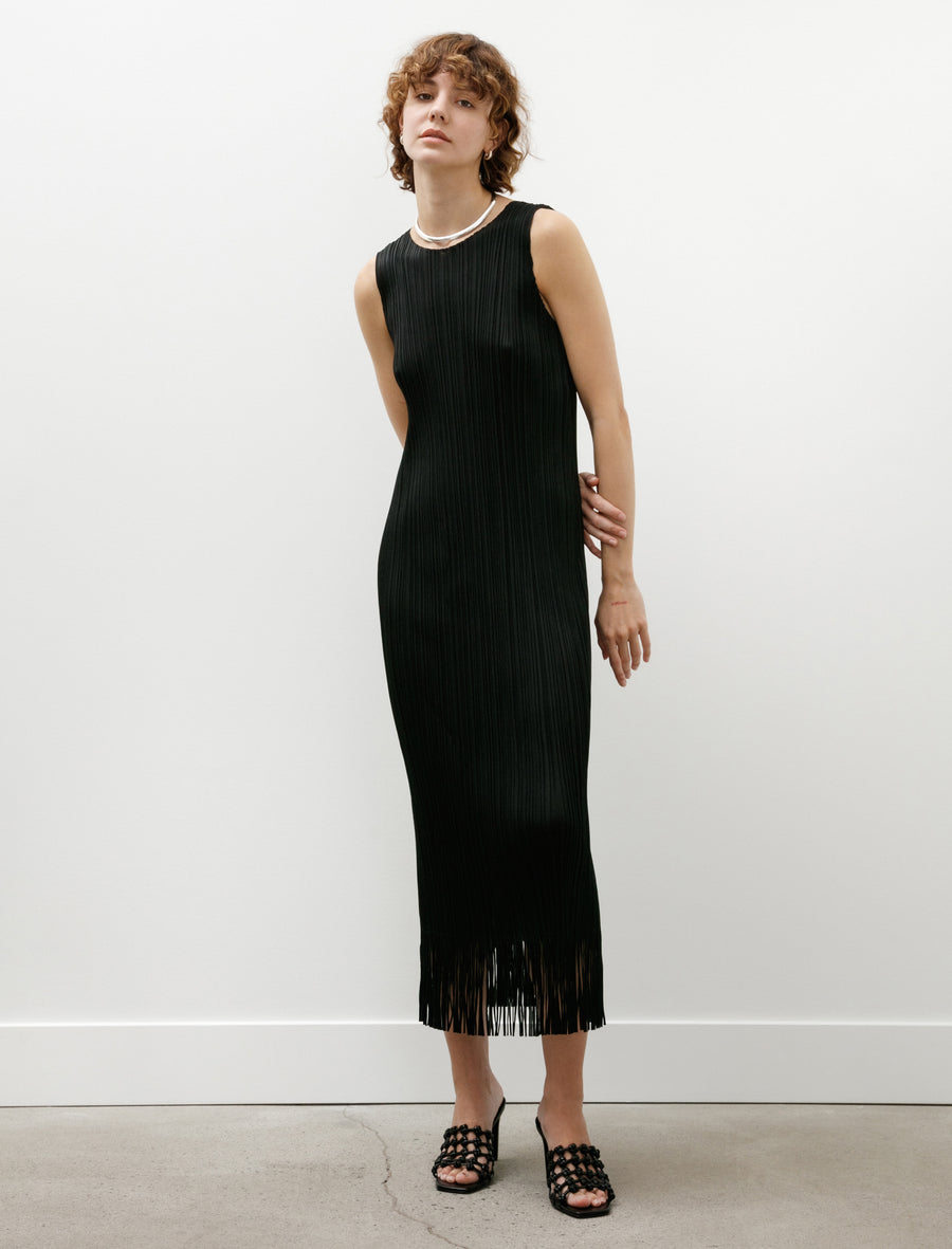 Wave Long Fringe Dress Black - Image 1
