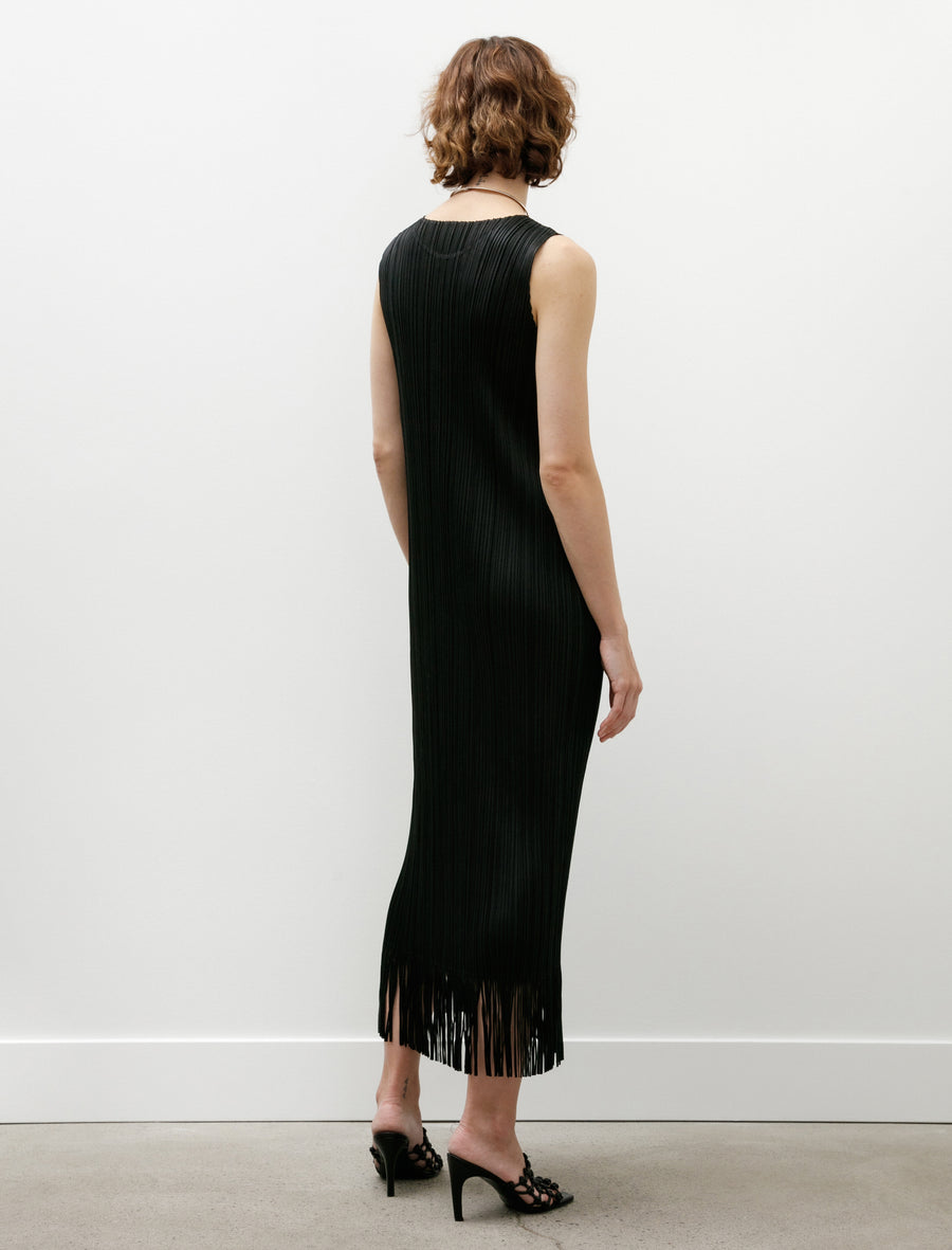 Wave Long Fringe Dress Black - Image 4