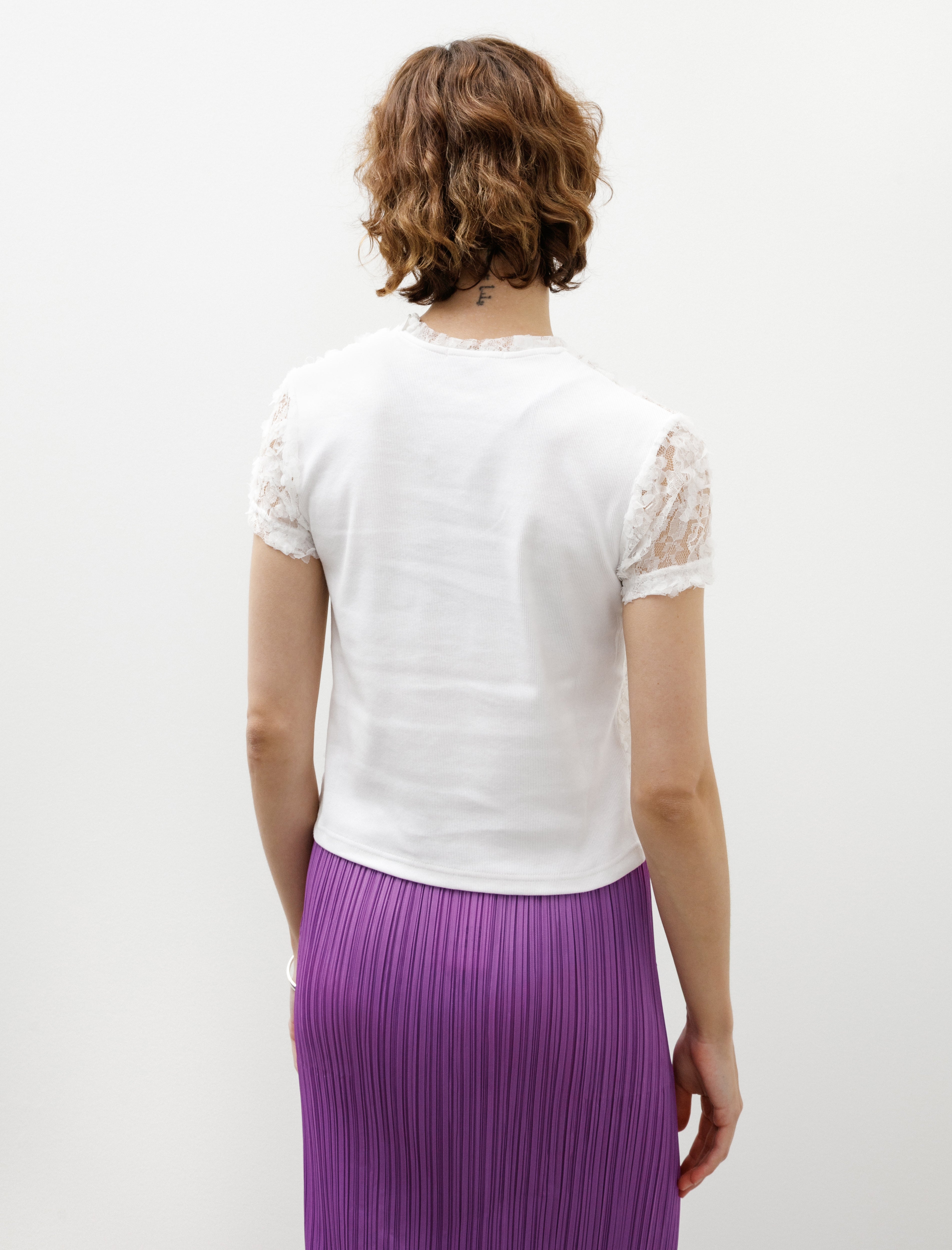 Kanako Sakai Fitted Lace T-Shirt White