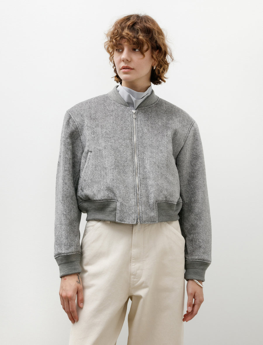 Velvet Wool MA-1 Jacket Grey - Image 4