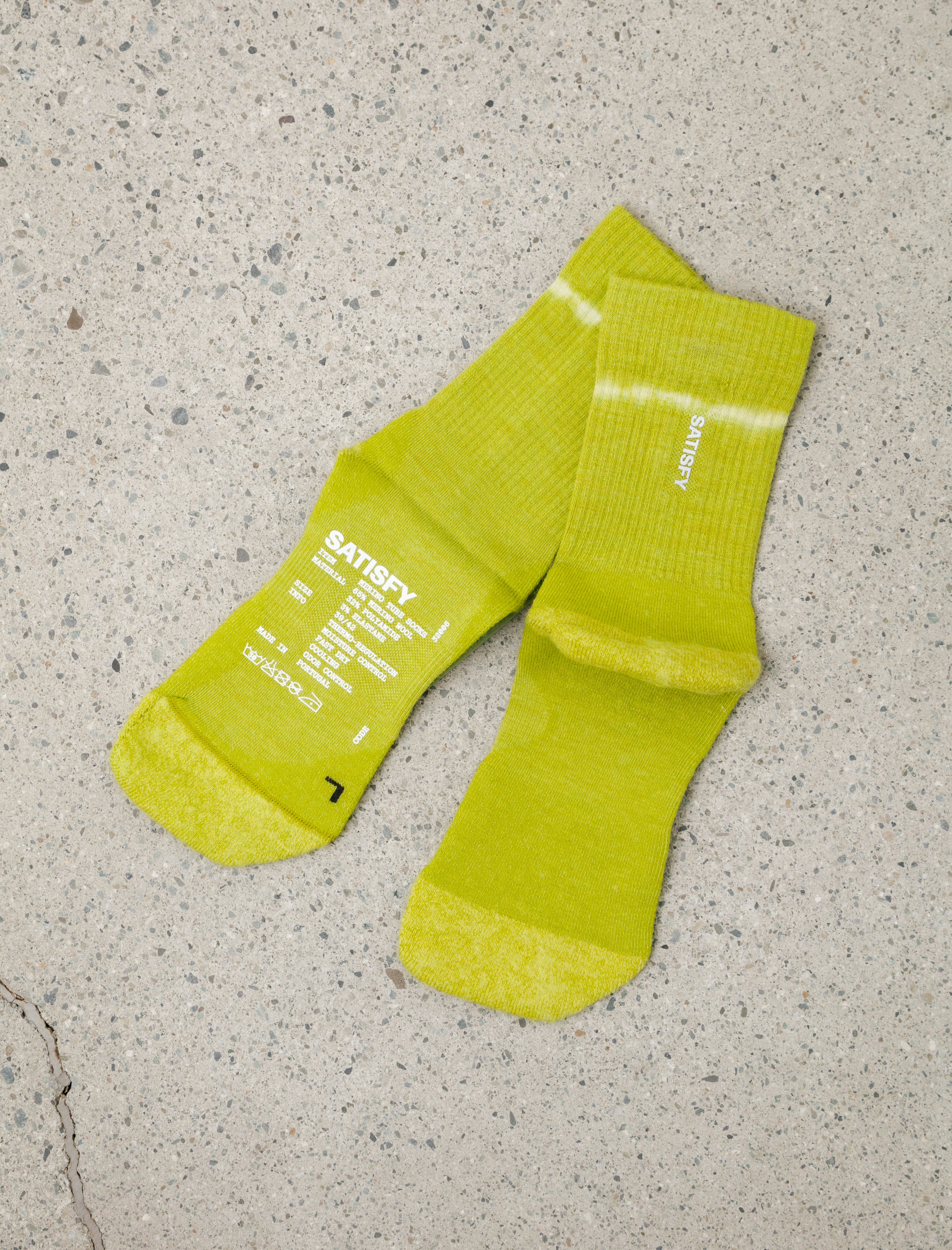 Satisfy Merino Nylon Tube Socks Grenoble Green Tie Dye