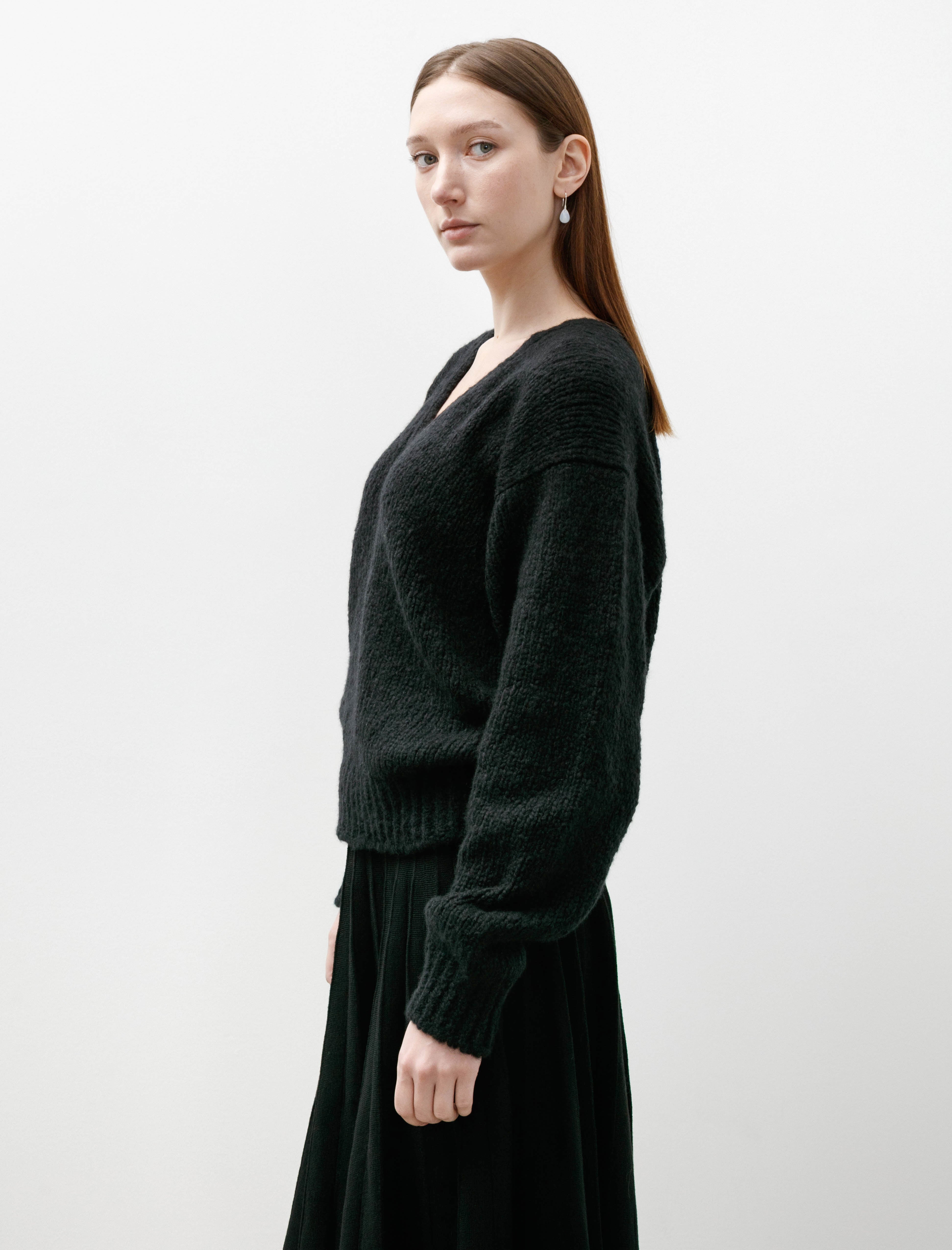 Comoli Cashmere Silk Low Gauge Knit Black