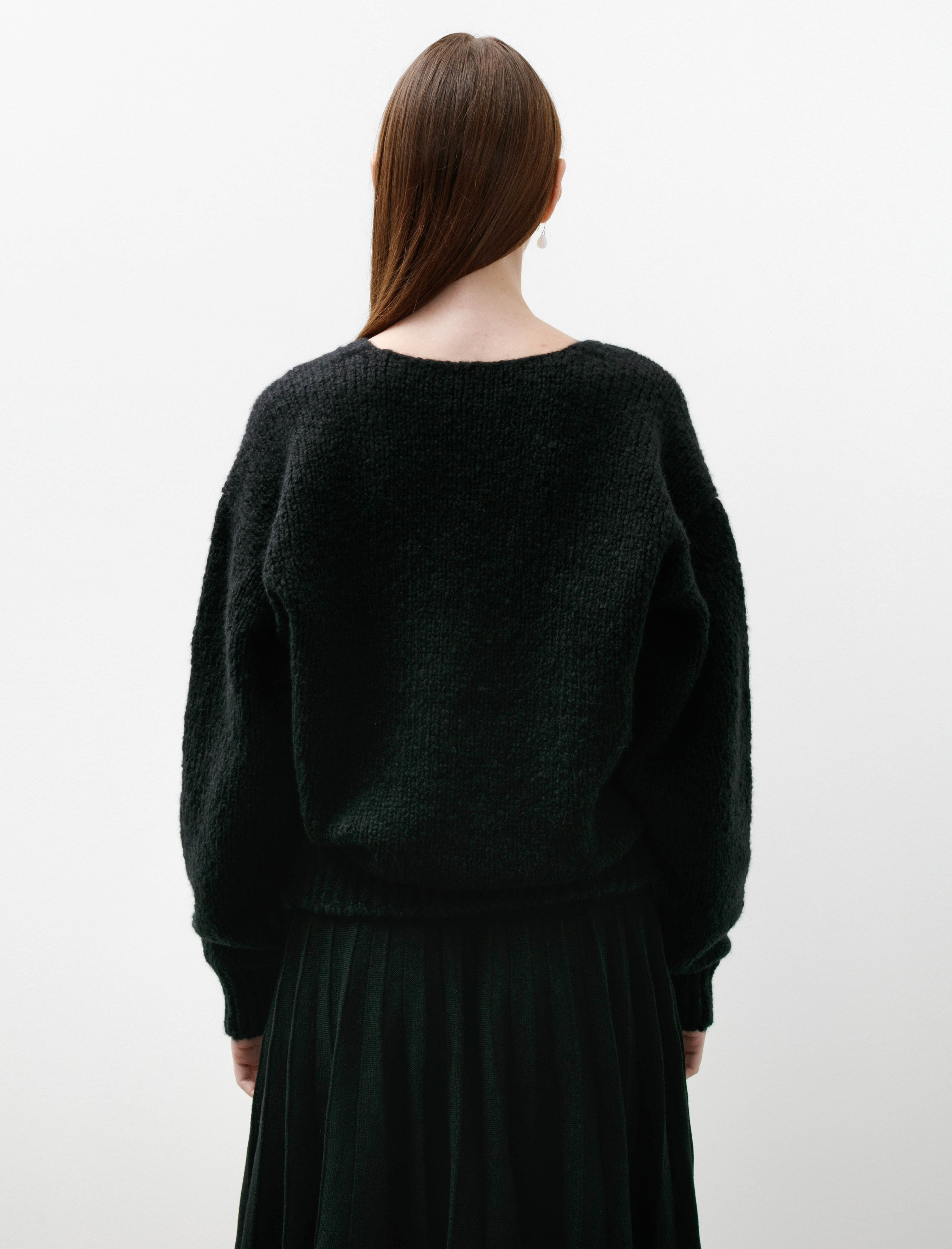 Comoli Cashmere Silk Low Gauge Knit Black