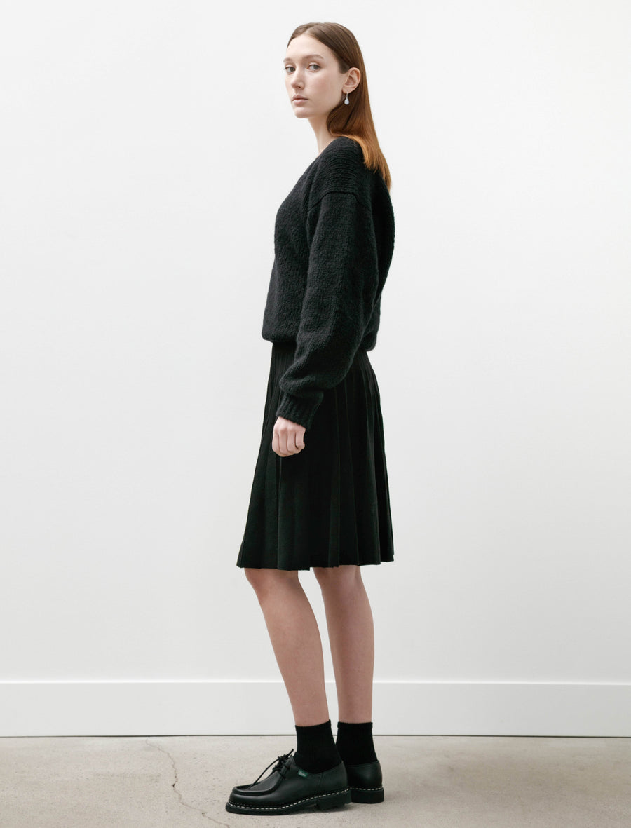 Knitted Pleat Skirt Merino Wool Black - Image 3