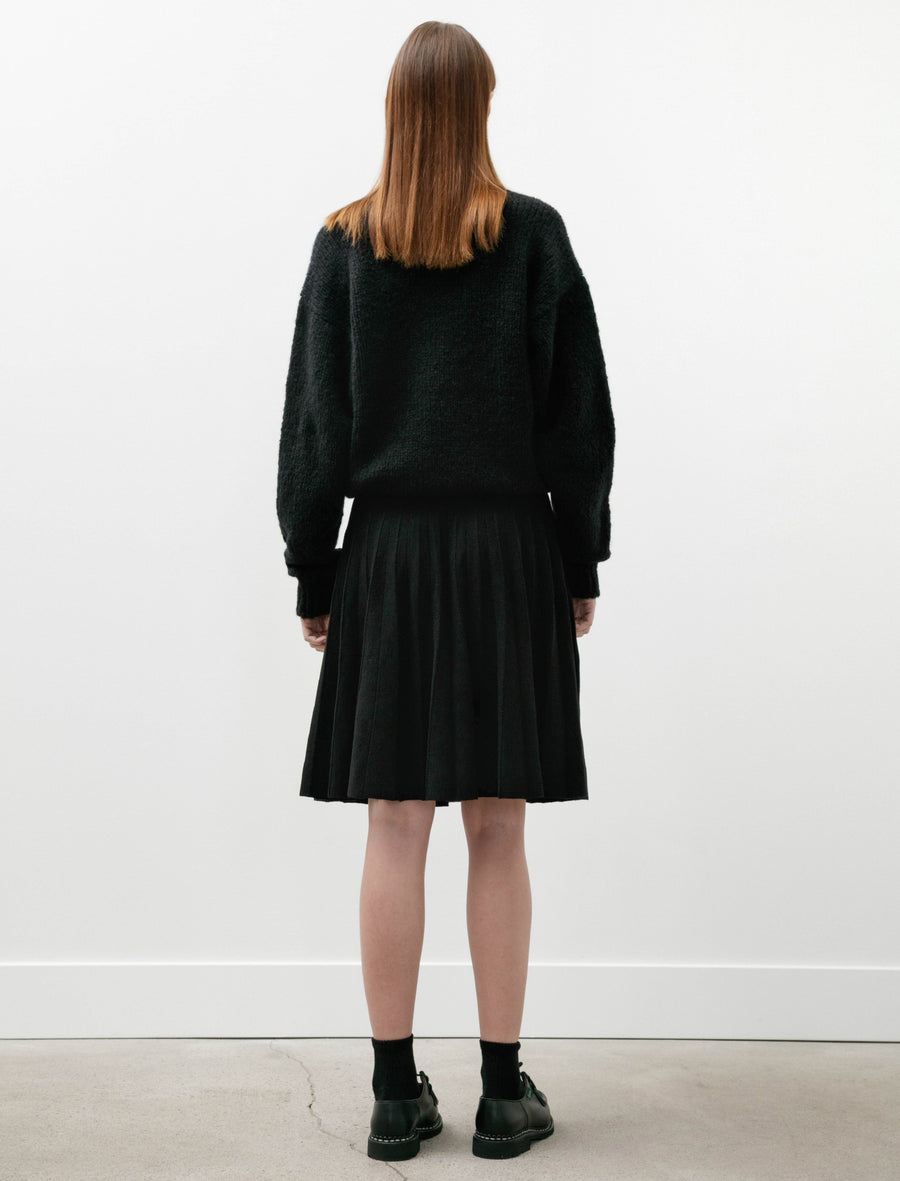 Knitted Pleat Skirt Merino Wool Black - Image 5