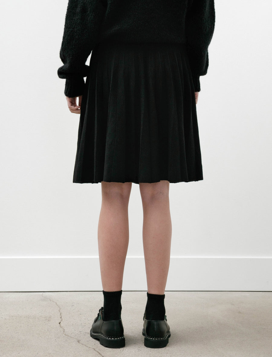 Knitted Pleat Skirt Merino Wool Black - Image 4