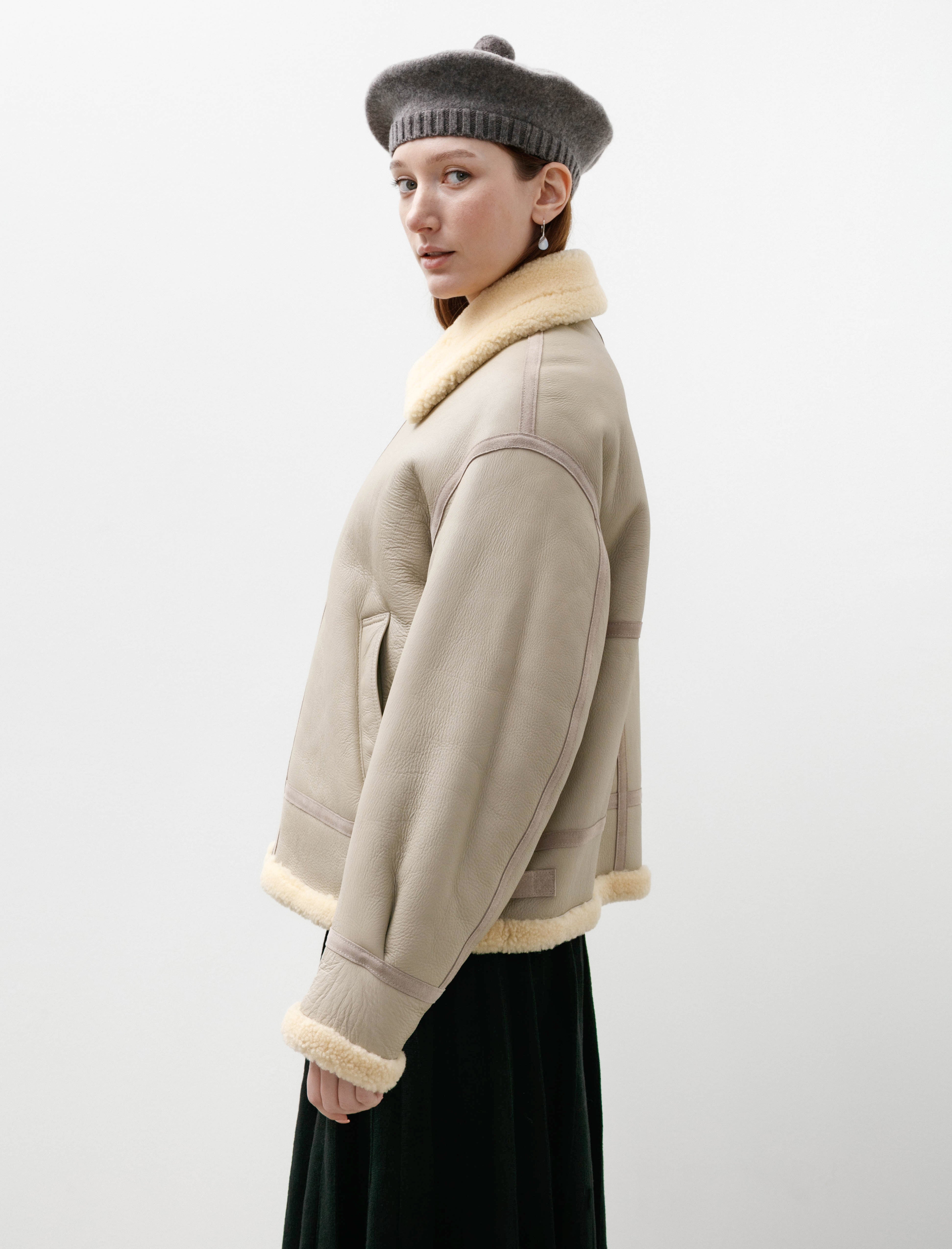 Graphpaper Sheep Mouton B-3 Flight Jacket Grege