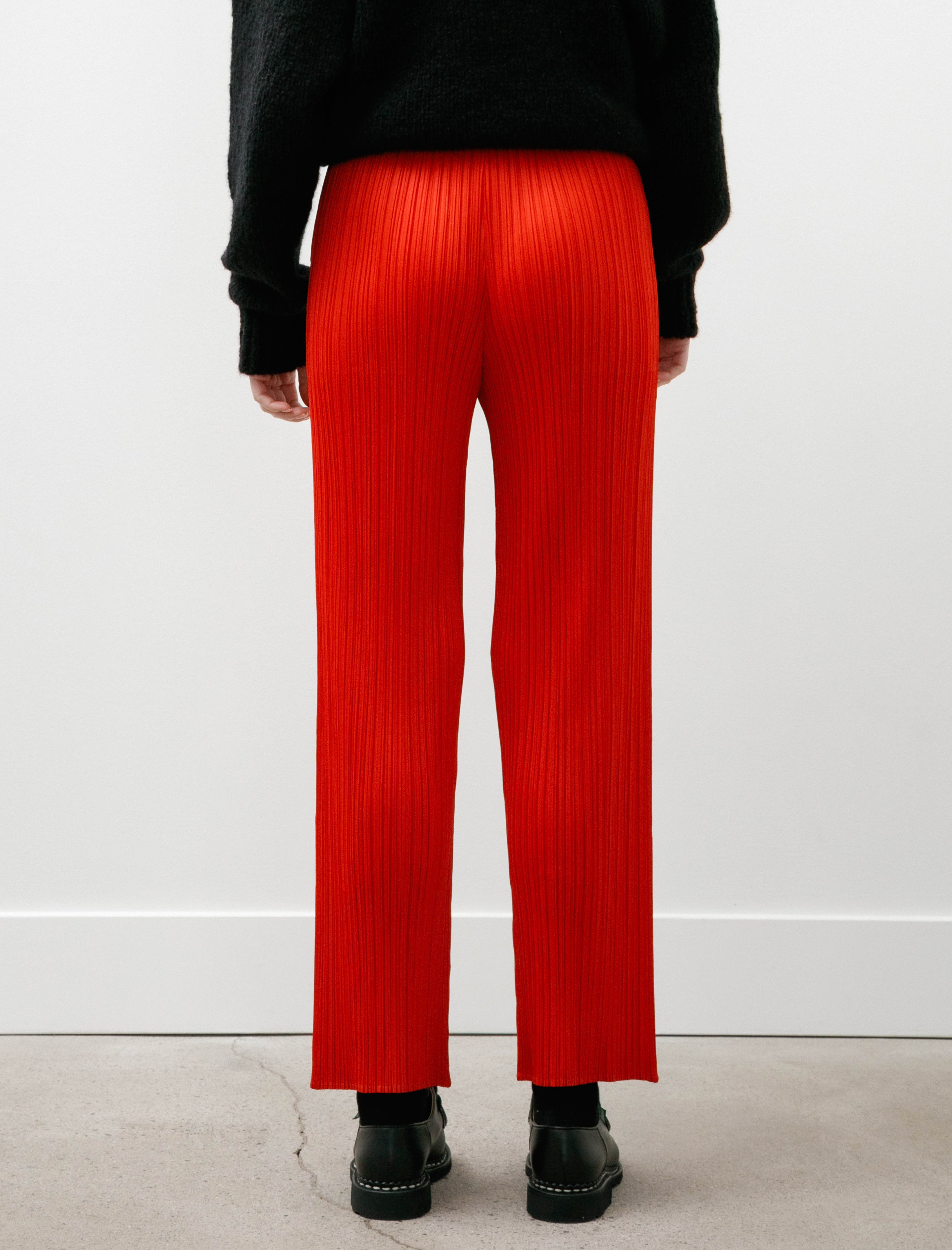 Pleats Please by Issey Miyake Monthly Colors Straight Leg Pants Red