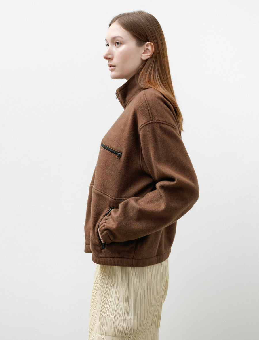 Pure Silk Comfort Fleece Half Zip P/O Brown - Image 3