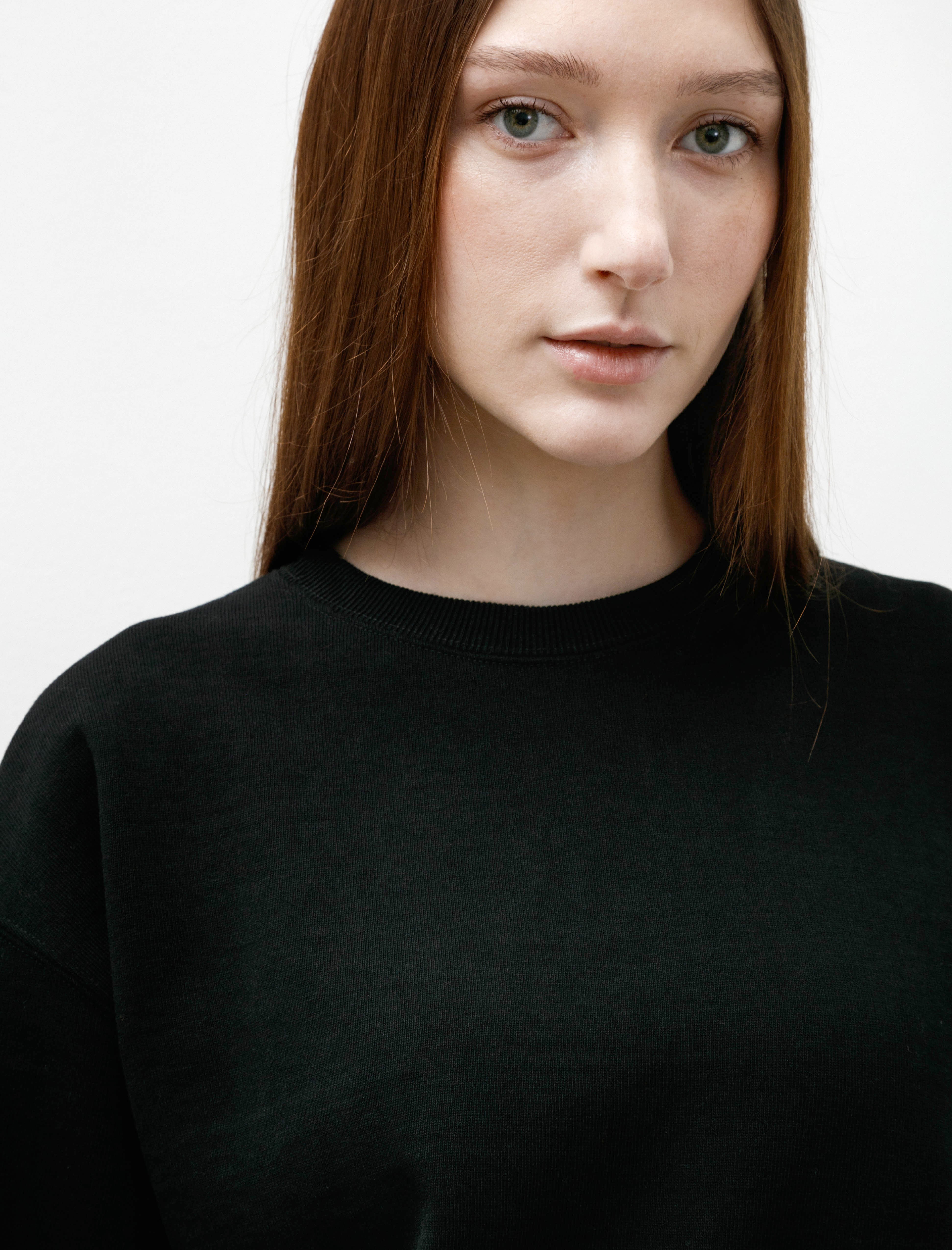 Auralee Smooth Soft BD Sweat P/O Black